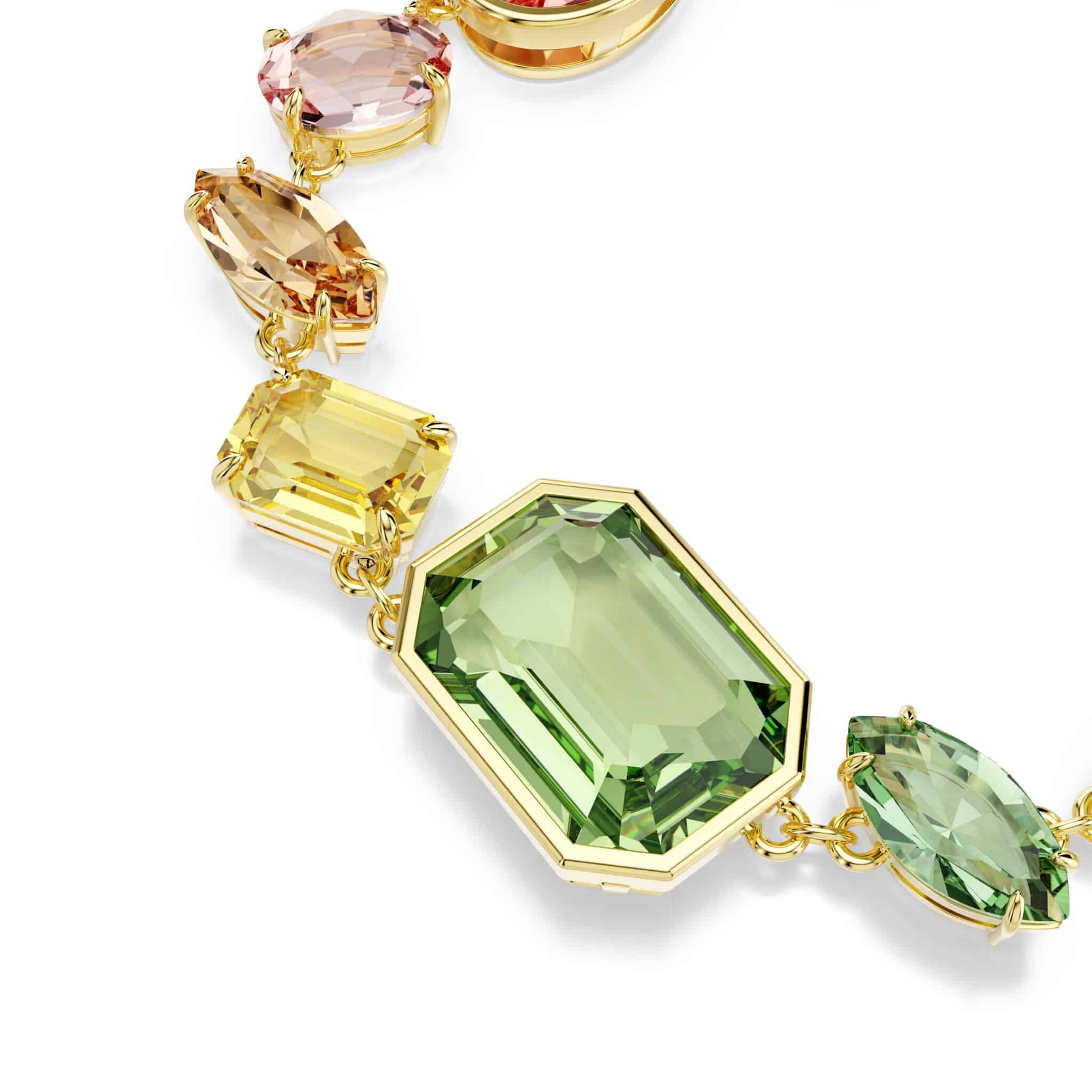 Swarovski Gema bracelet with multicolored mixed-cut crystals and gold-tone plated design.