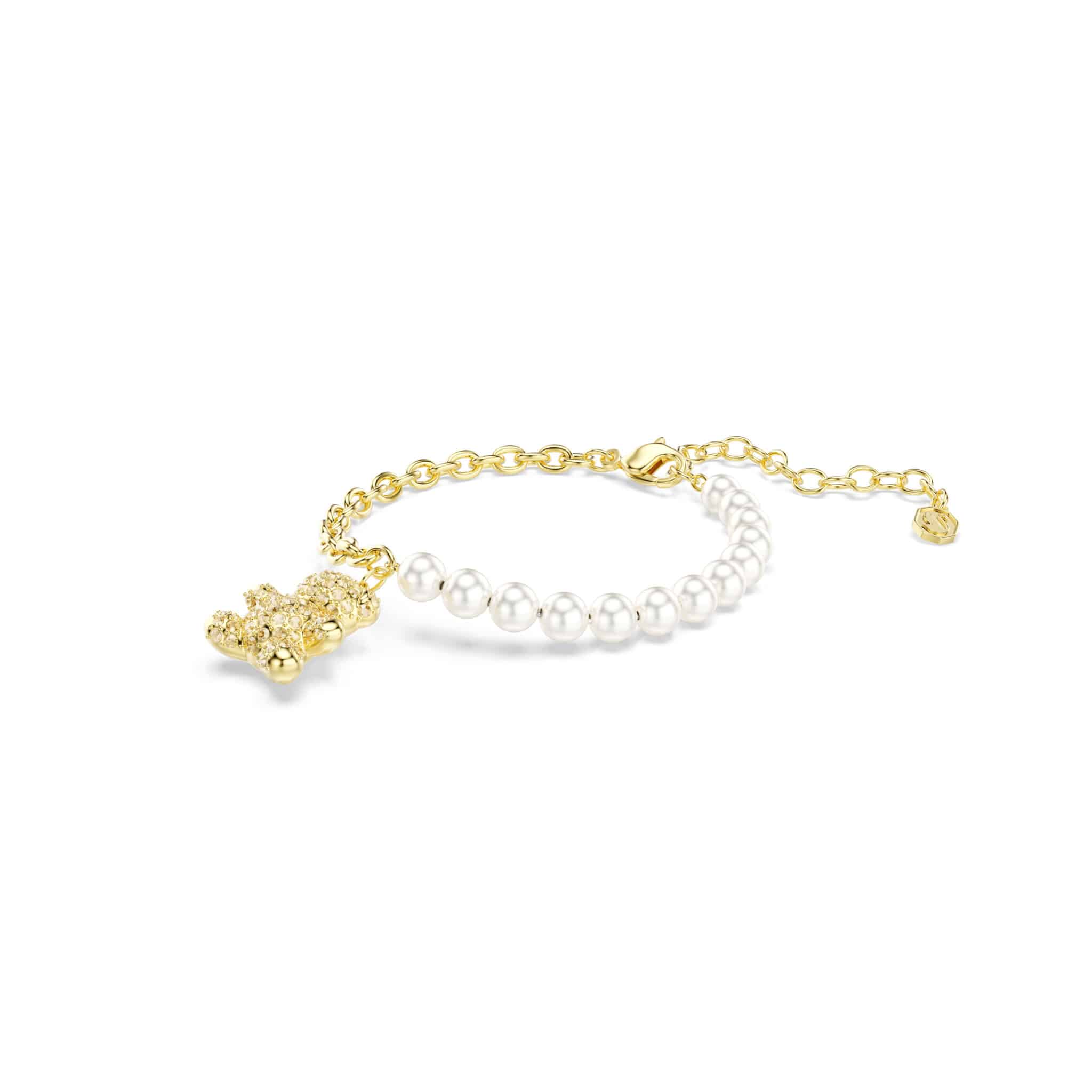 Swarovski Idyllia bracelet featuring sparkling crystal beads and elegant silver-tone accents on a delicate chain.