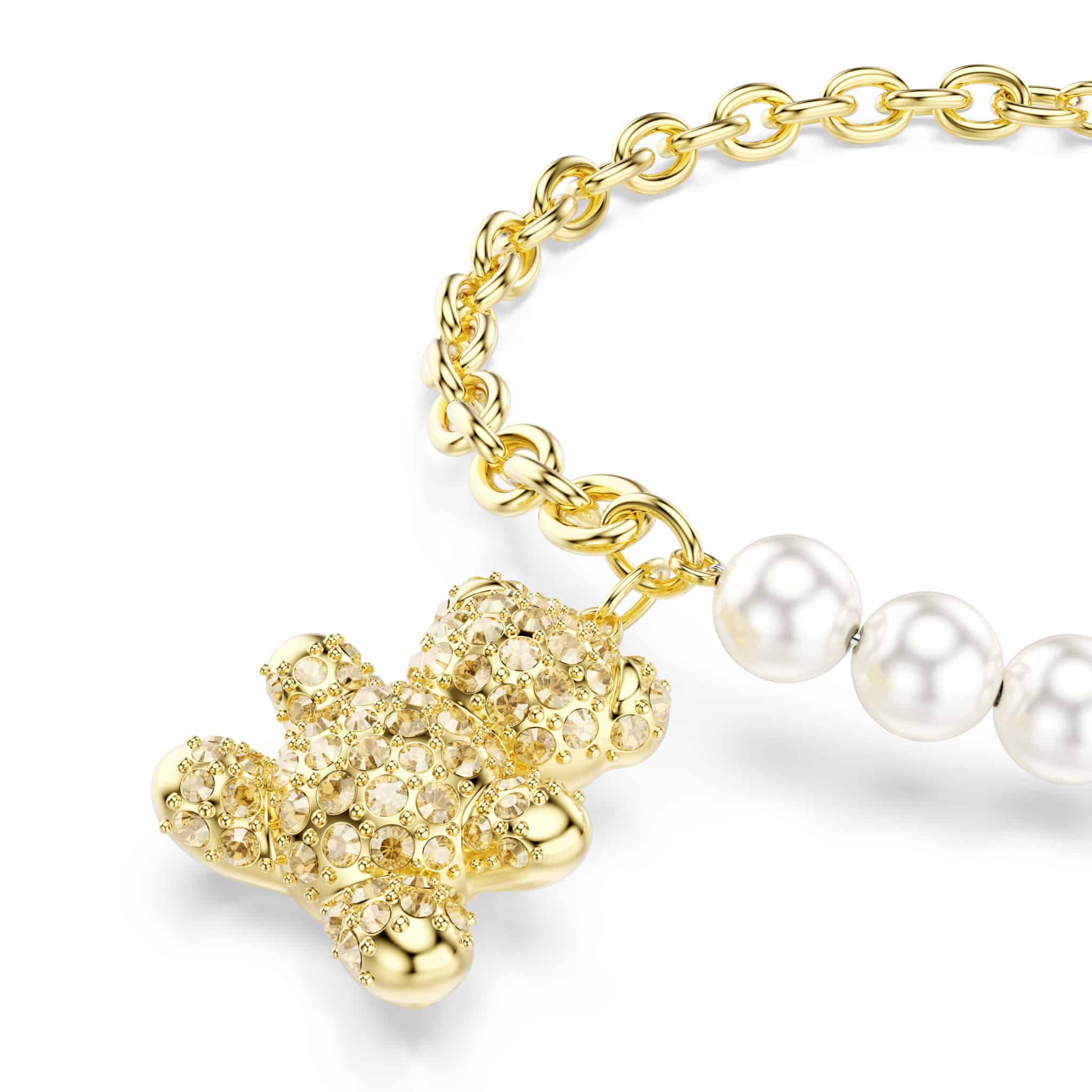 Swarovski Idyllia bracelet featuring sparkling crystal beads and delicate silver chain on a white background.