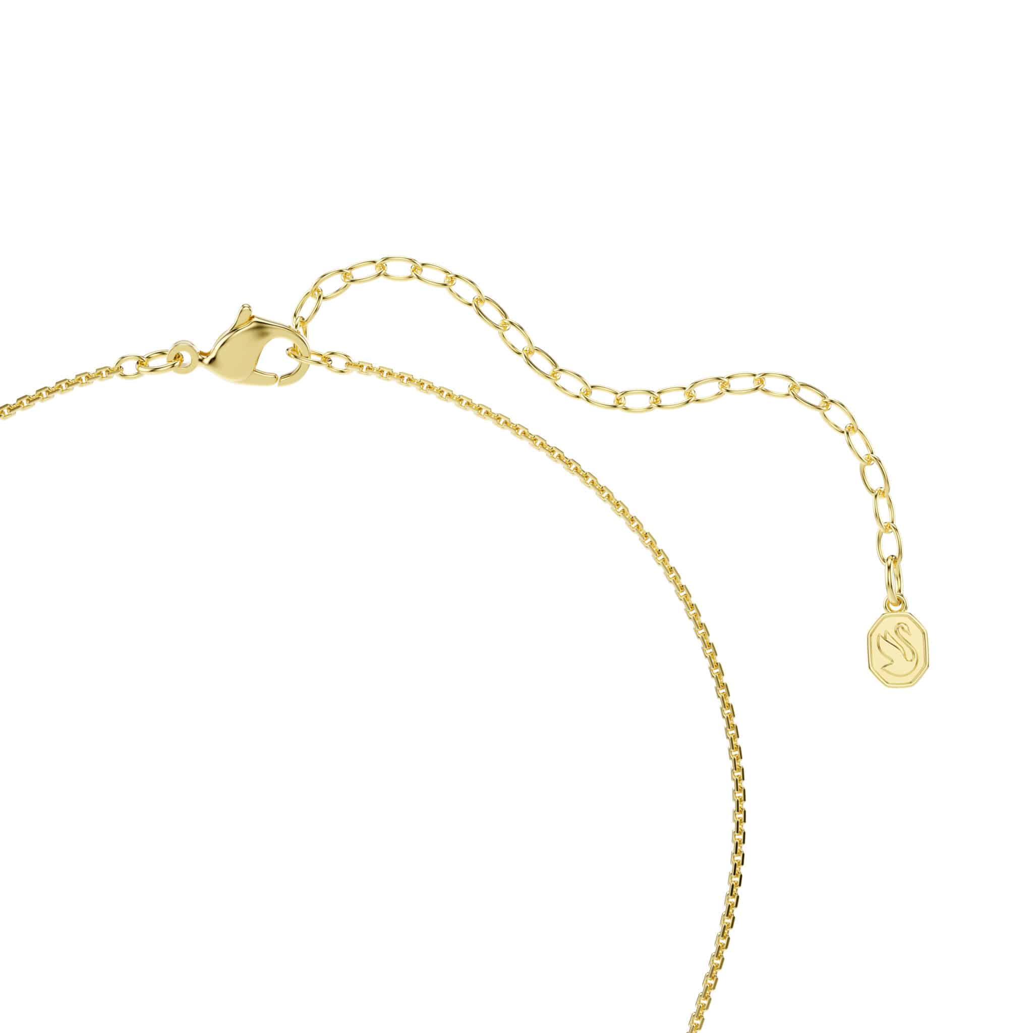 Swarovski Hyperbola pendant with round white crystal, gold-tone plated jewelry piece featuring a sleek, modern design.