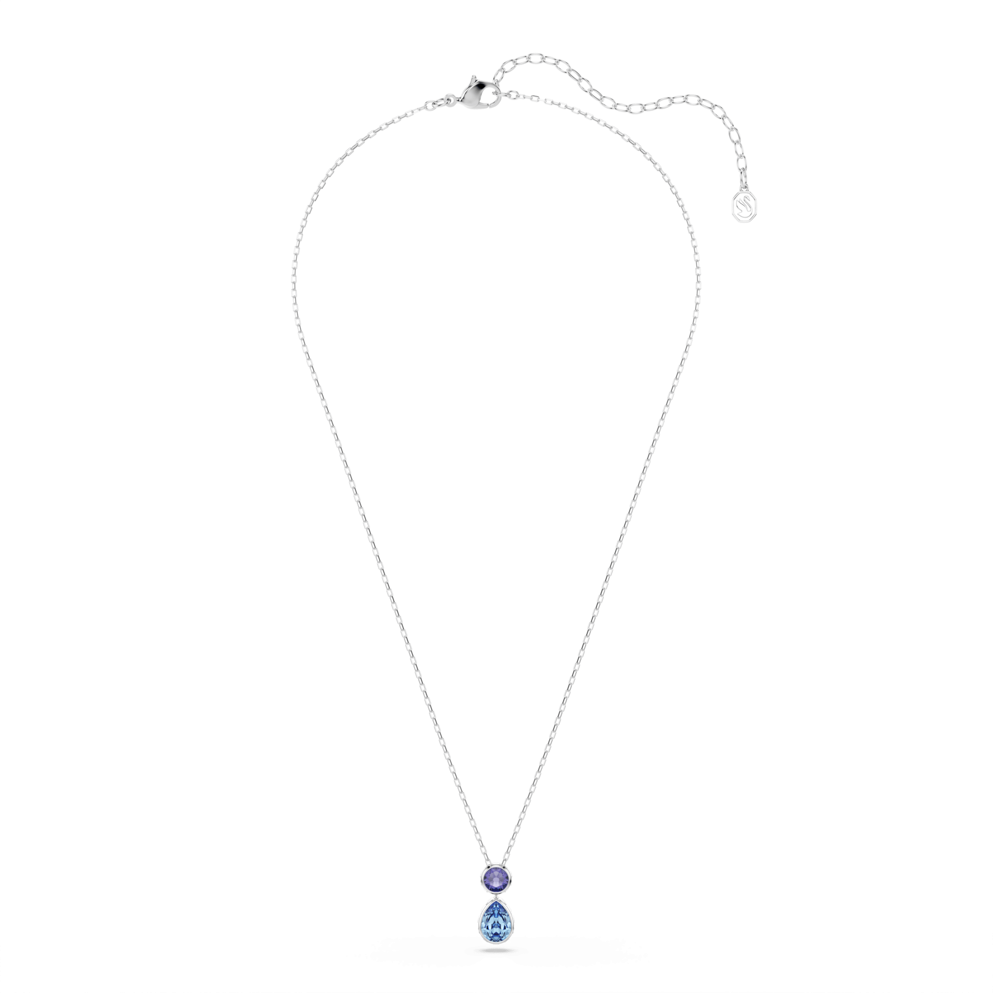 Swarovski Chroma pendant with multicolored mixed-cut crystals and rhodium plating, elegant jewelry accessory.