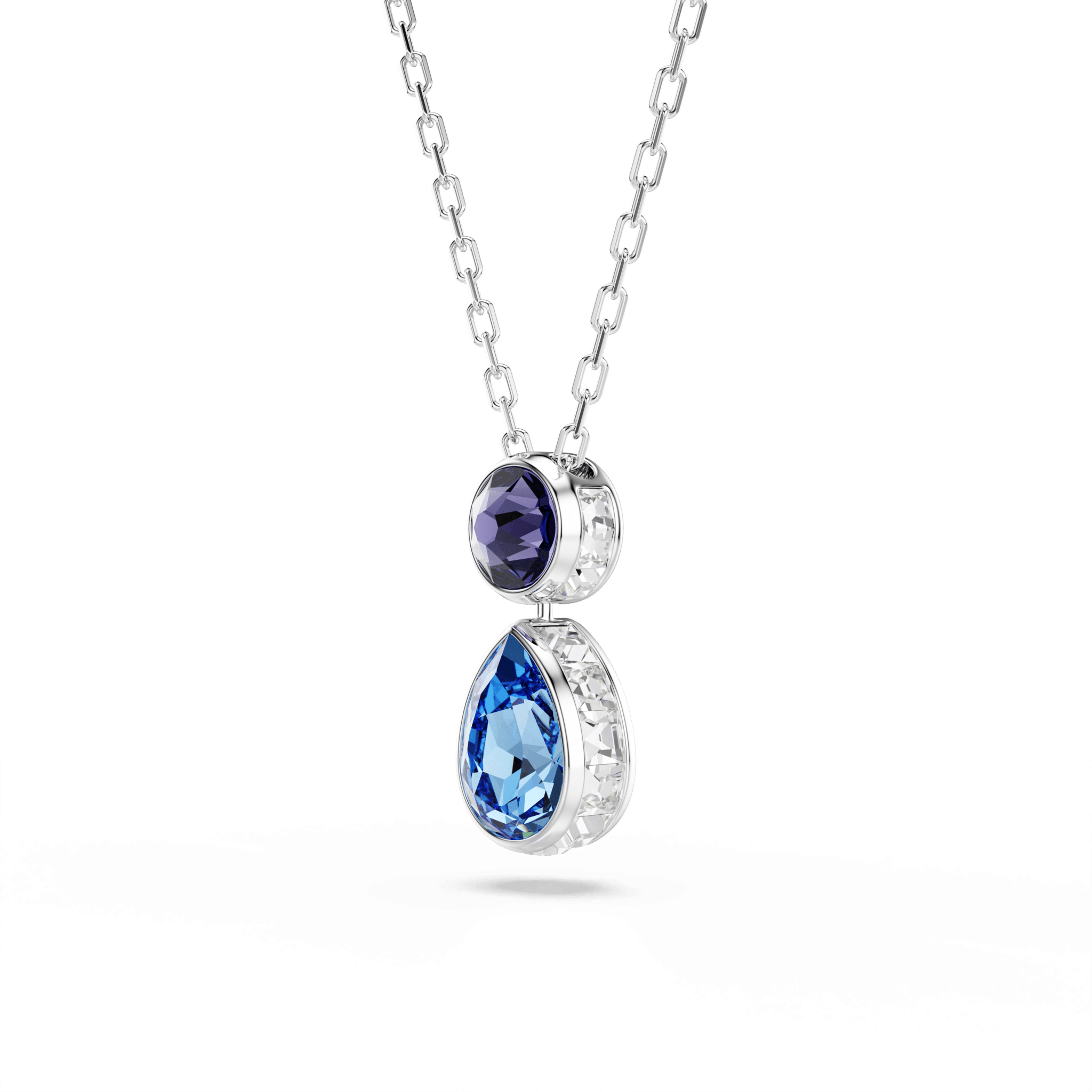 Swarovski Chroma pendant with mixed multicolored cuts, rhodium-plated jewelry featuring sparkling gemstone design