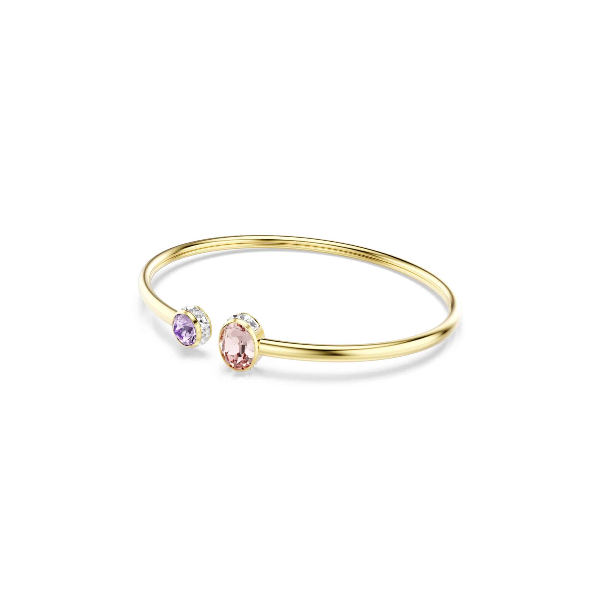 Swarovski Chroma bangle with colorful crystal accents and sleek silver-tone band, stylish jewelry accessory.