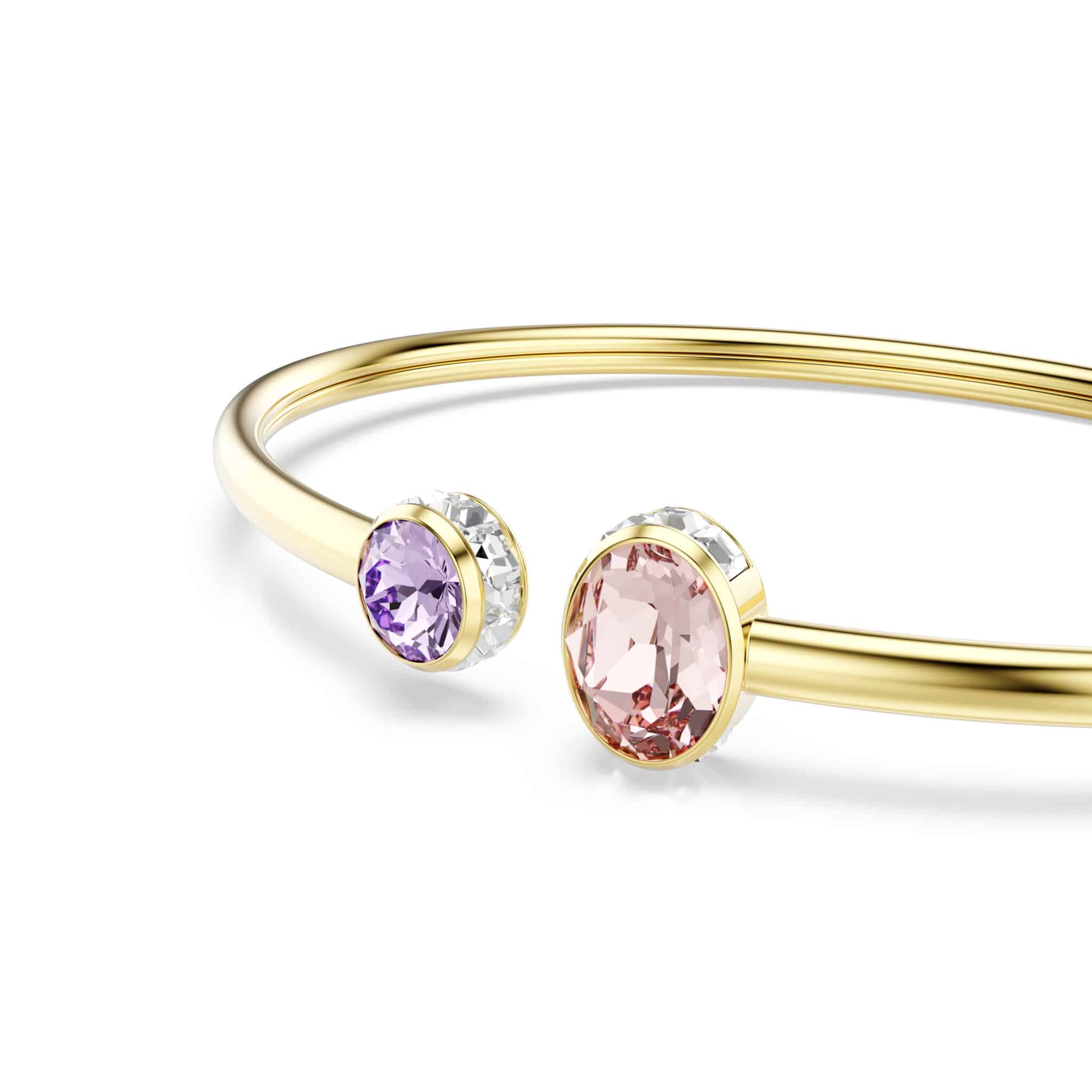 Swarovski Chroma Bangle featuring sparkling crystal accents and sleek silver-tone design on a white background.