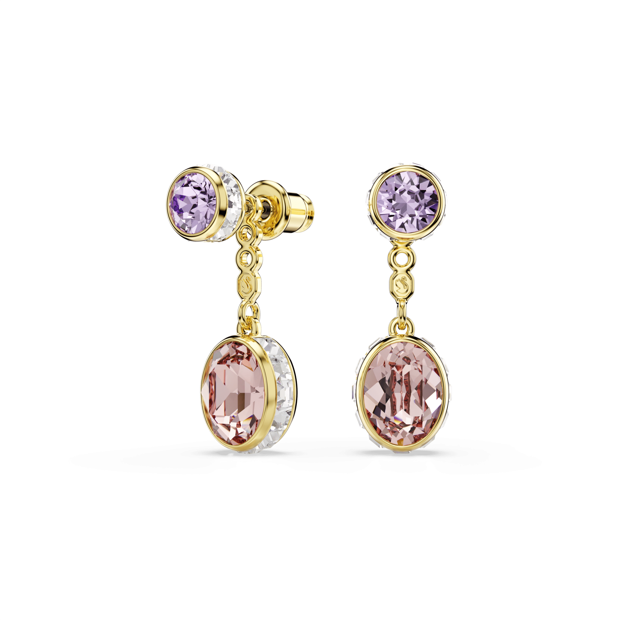 Swarovski Chroma Drop Earrings with multicolored crystals, mixed cuts, gold-tone plating, elegant jewelry accessory