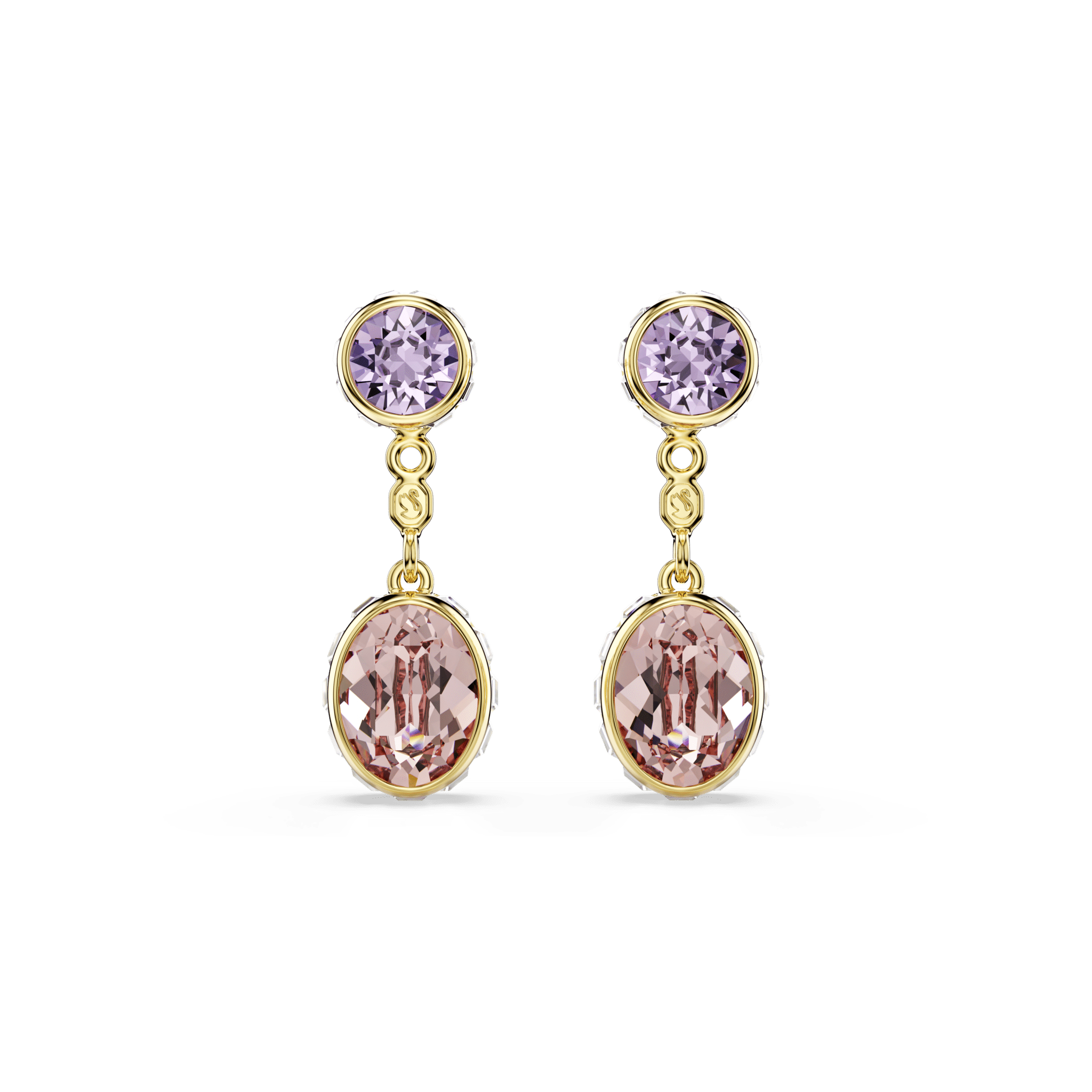 Swarovski Chroma Drop Earrings with multicolored mixed cuts and gold-tone plating, showcasing sparkling gemstone drops.