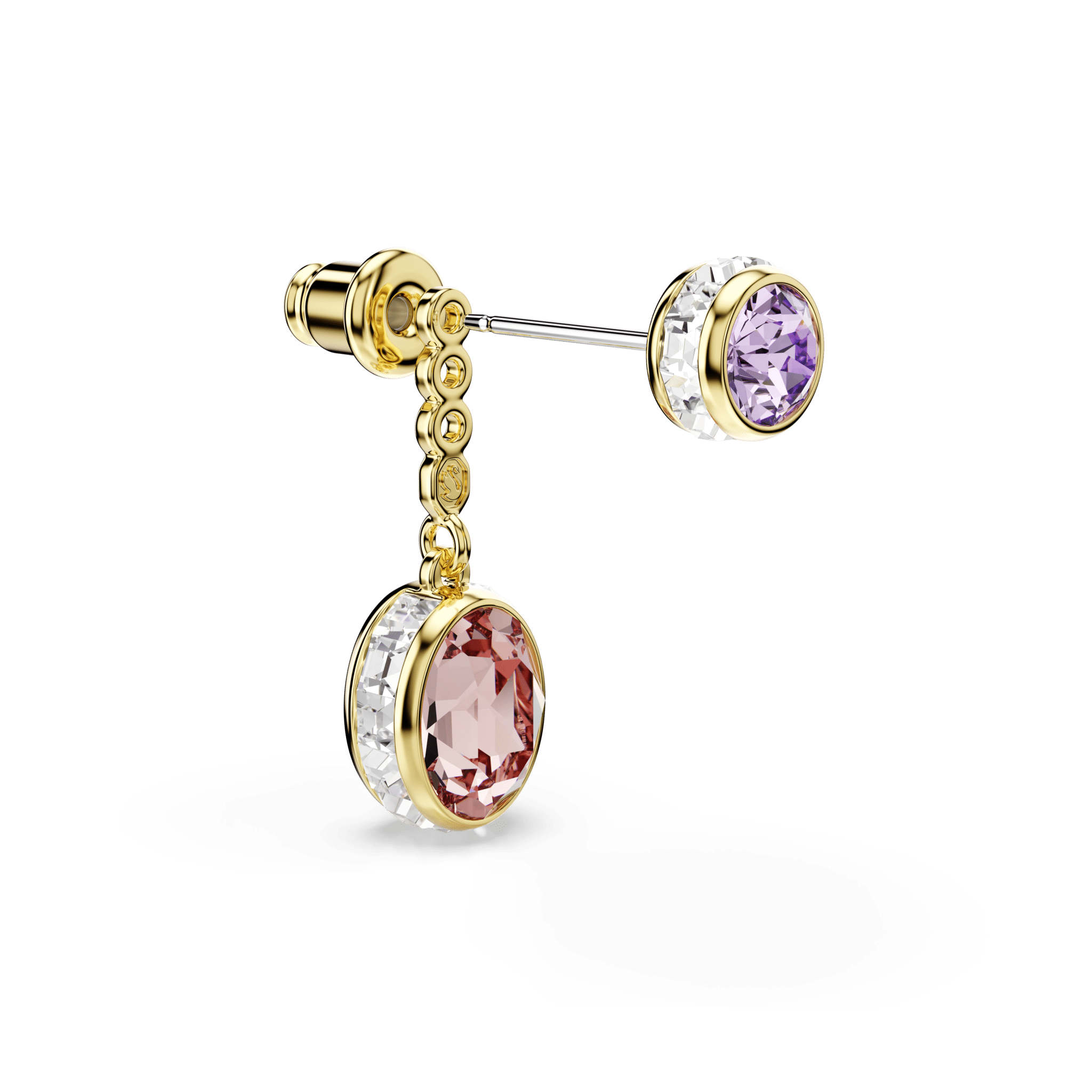 Swarovski Chroma Drop Earrings with multicolored crystals in mixed cuts and gold-tone plating, elegant jewelry for special occasions.