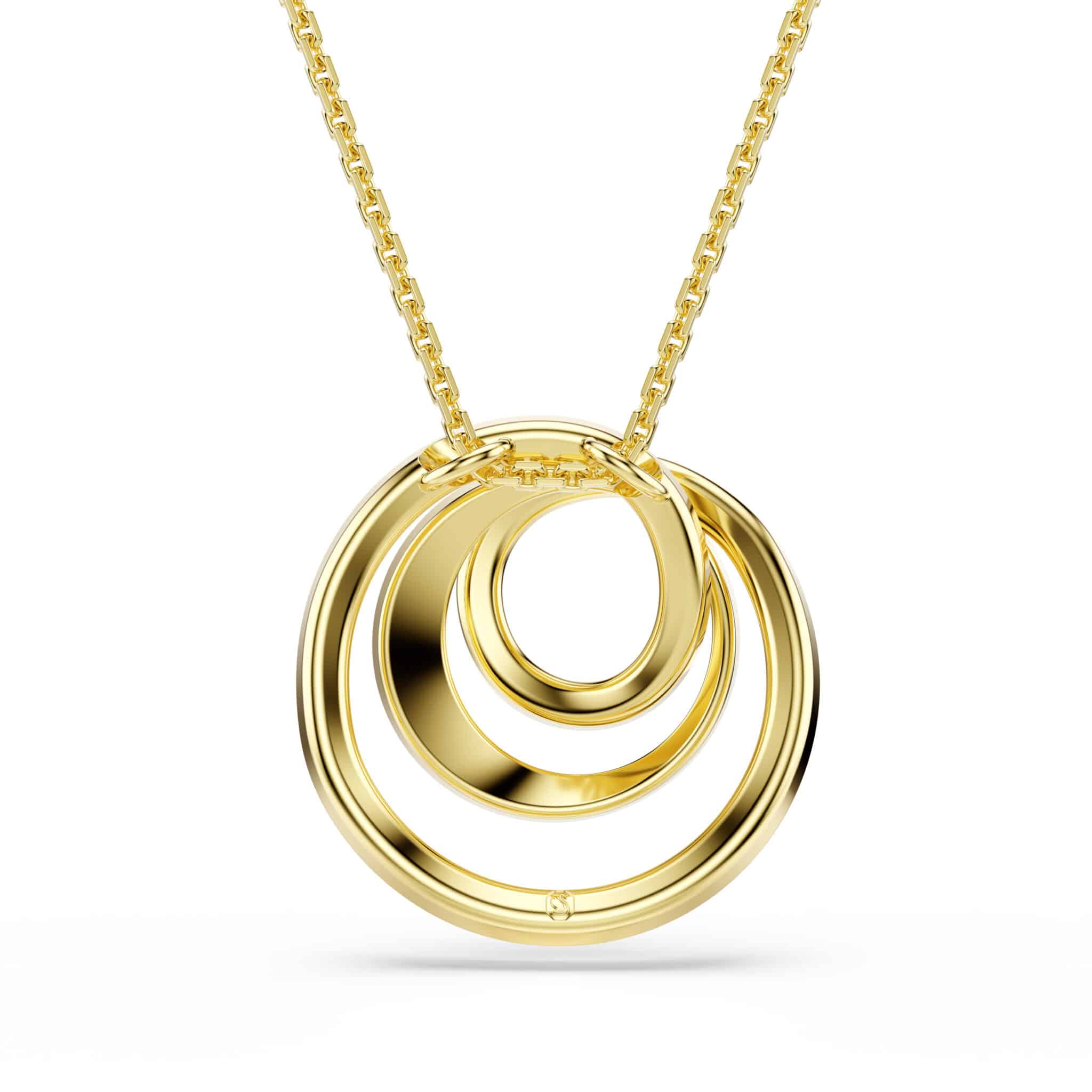 Swarovski Hyperbola necklace with round-cut white crystal, gold-tone plated chain, elegant jewelry accessory.