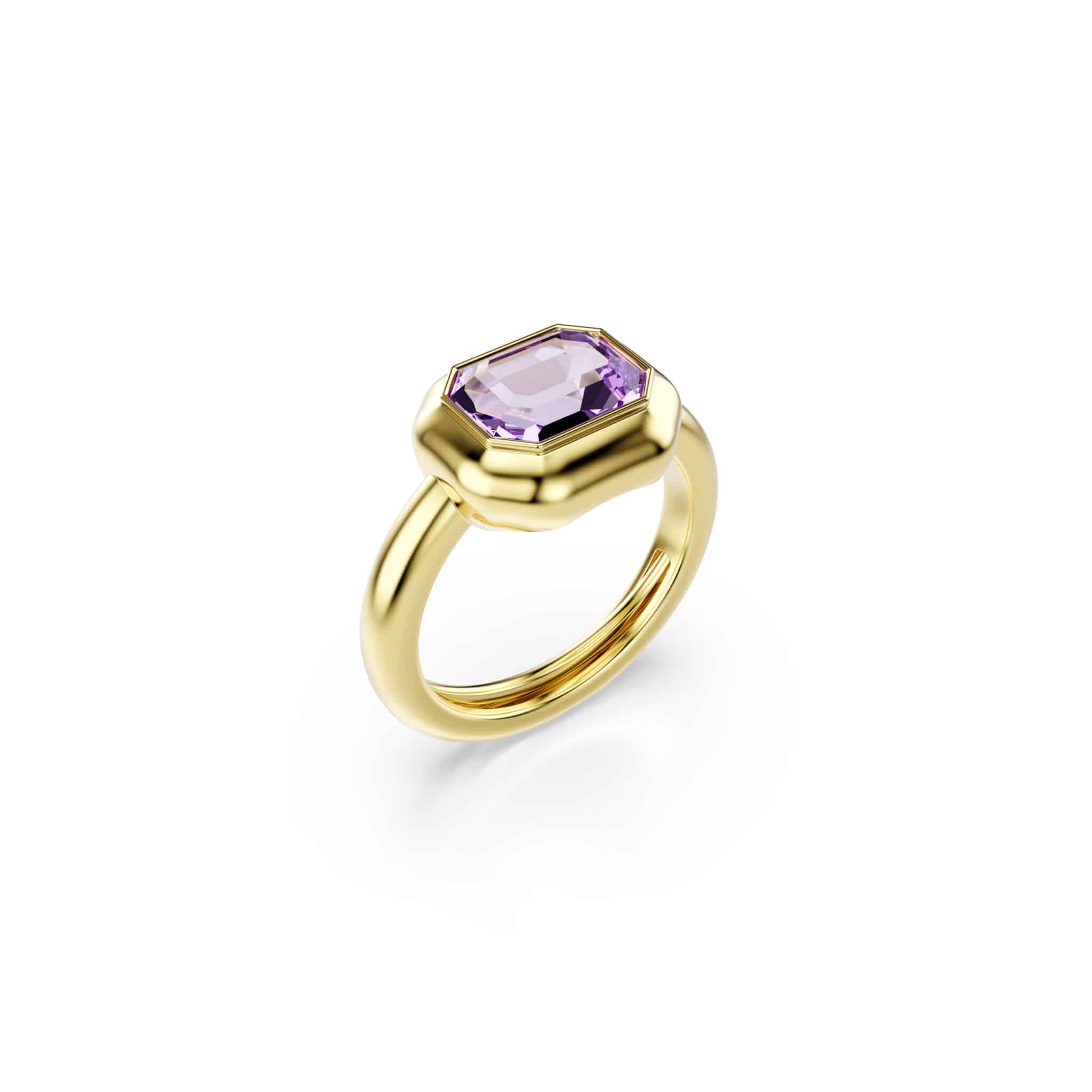 Swarovski Gema Motif ring set with three multicolored gold-tone plated rings featuring sparkling crystal designs
