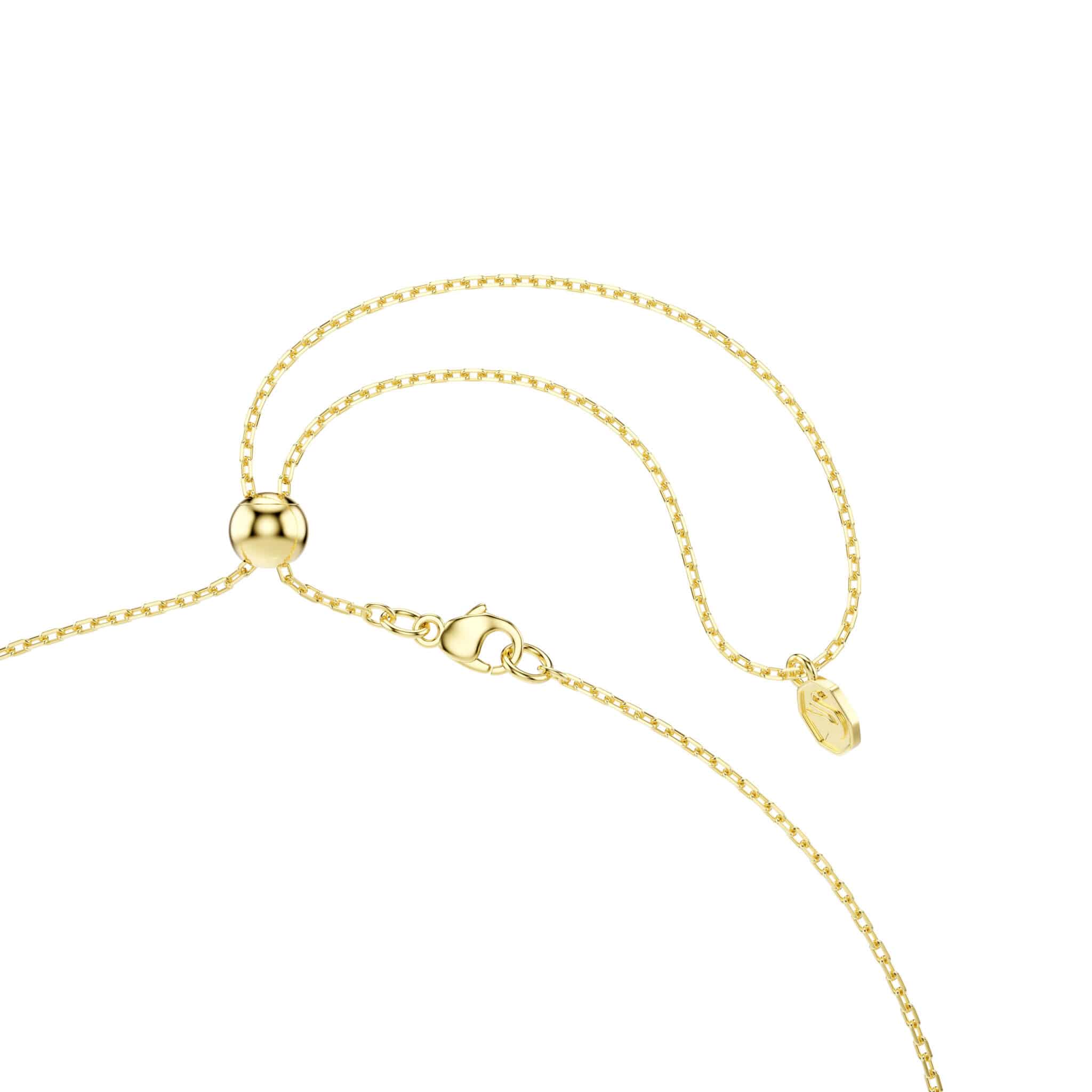 Swarovski Gema pendant with multicolored dangling crystals and gold-tone plating, featuring mixed cuts for a sparkling jewelry piece.