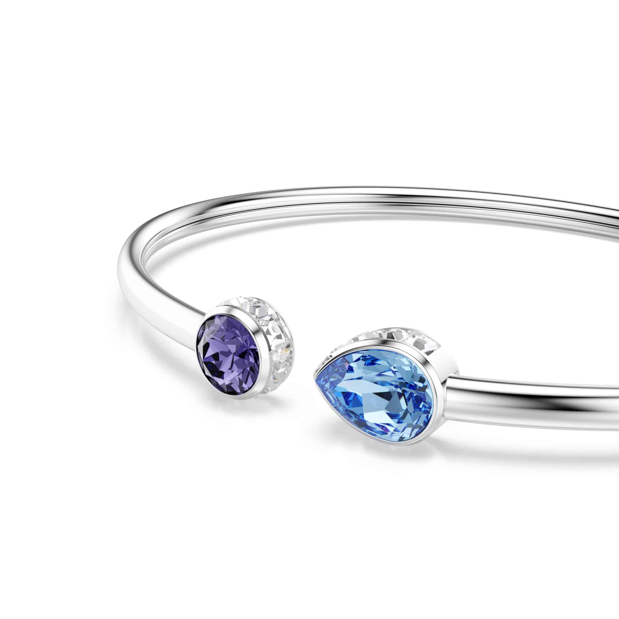 Swarovski Chroma Bangle featuring colorful crystal accents and a sleek silver-tone bracelet design.