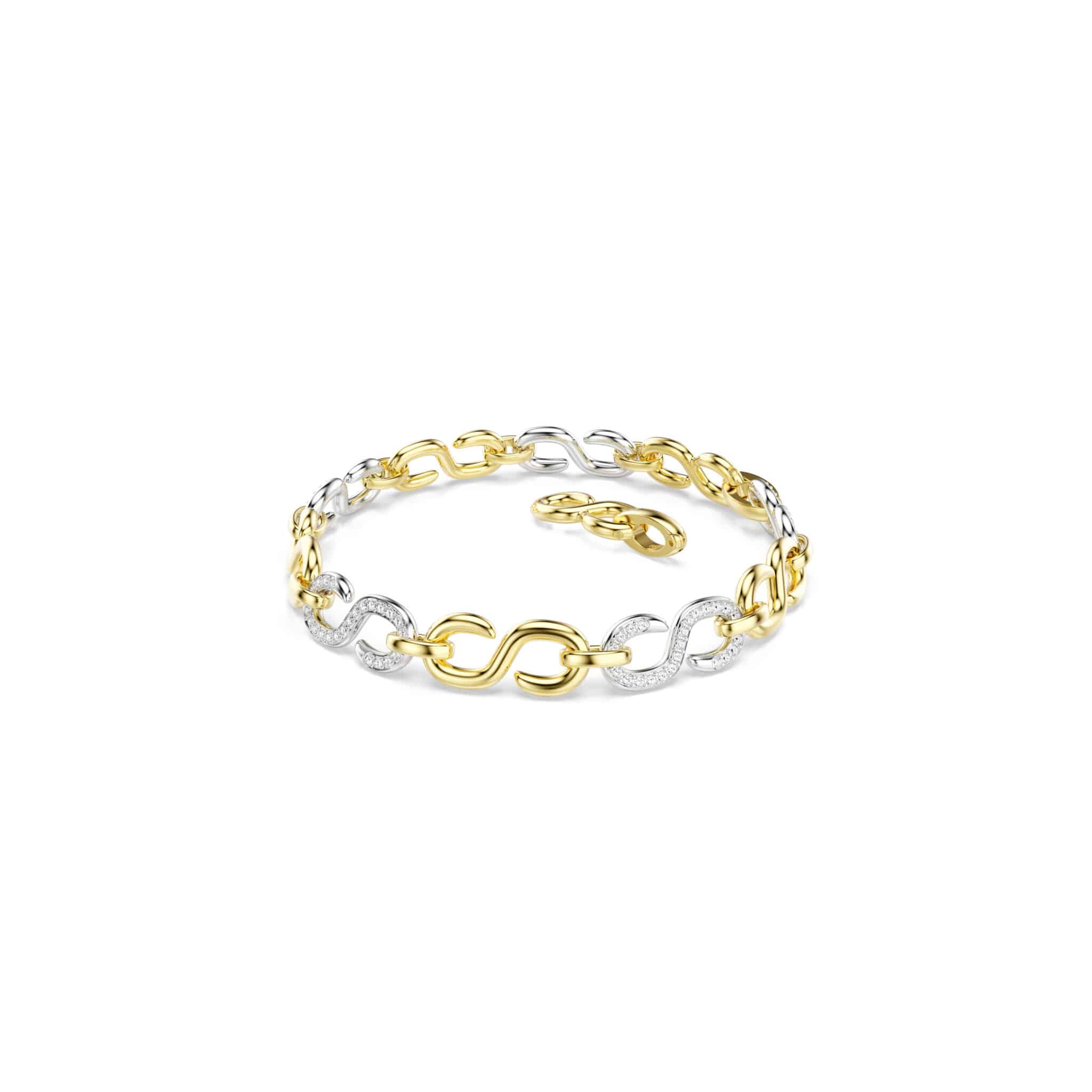 Swarovski Dextera bracelet with round-cut white stones and mixed metal finish, featuring intricate metalwork and sparkling details.