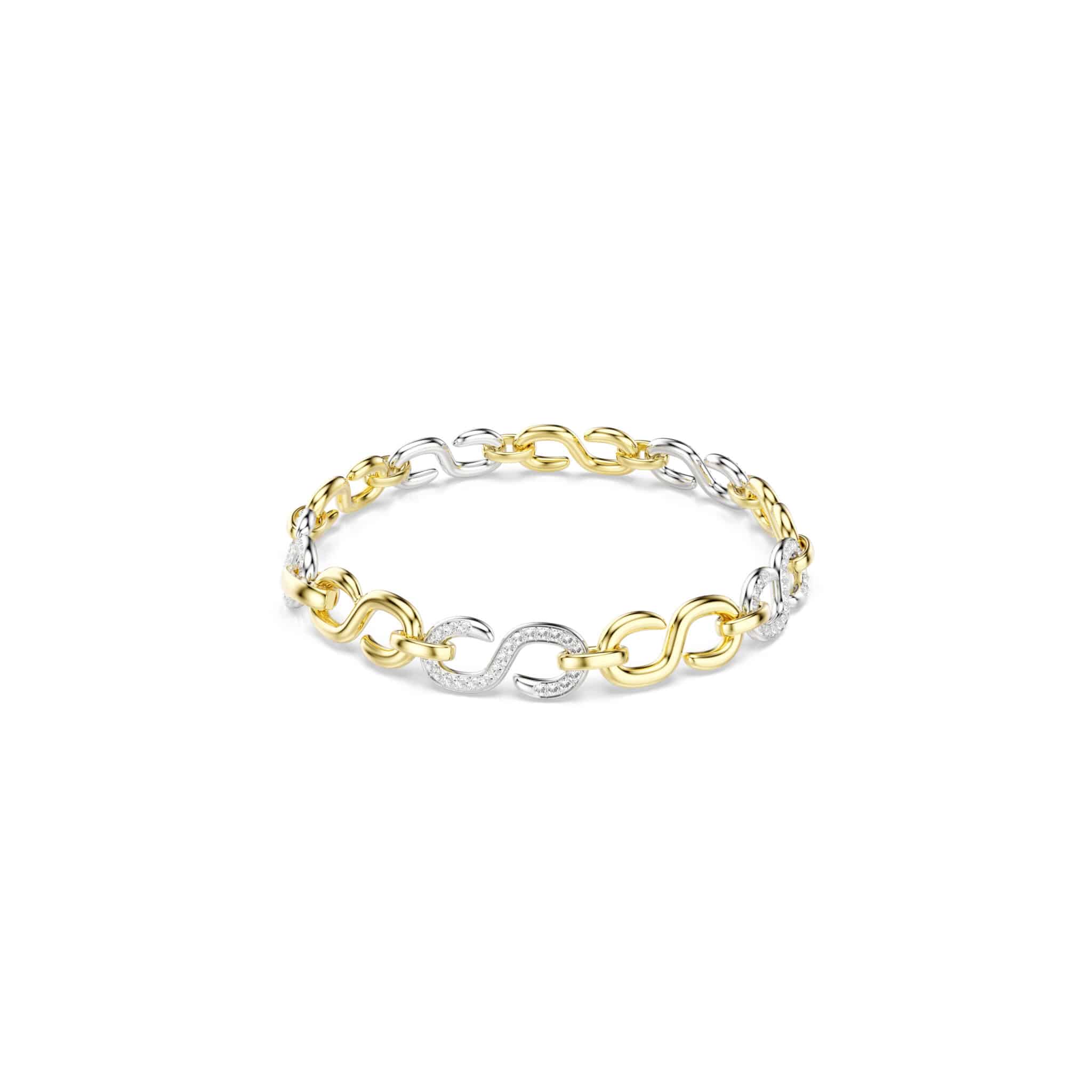 Swarovski Dextera bracelet with round white crystals and mixed metal finish, elegant jewelry accessory.
