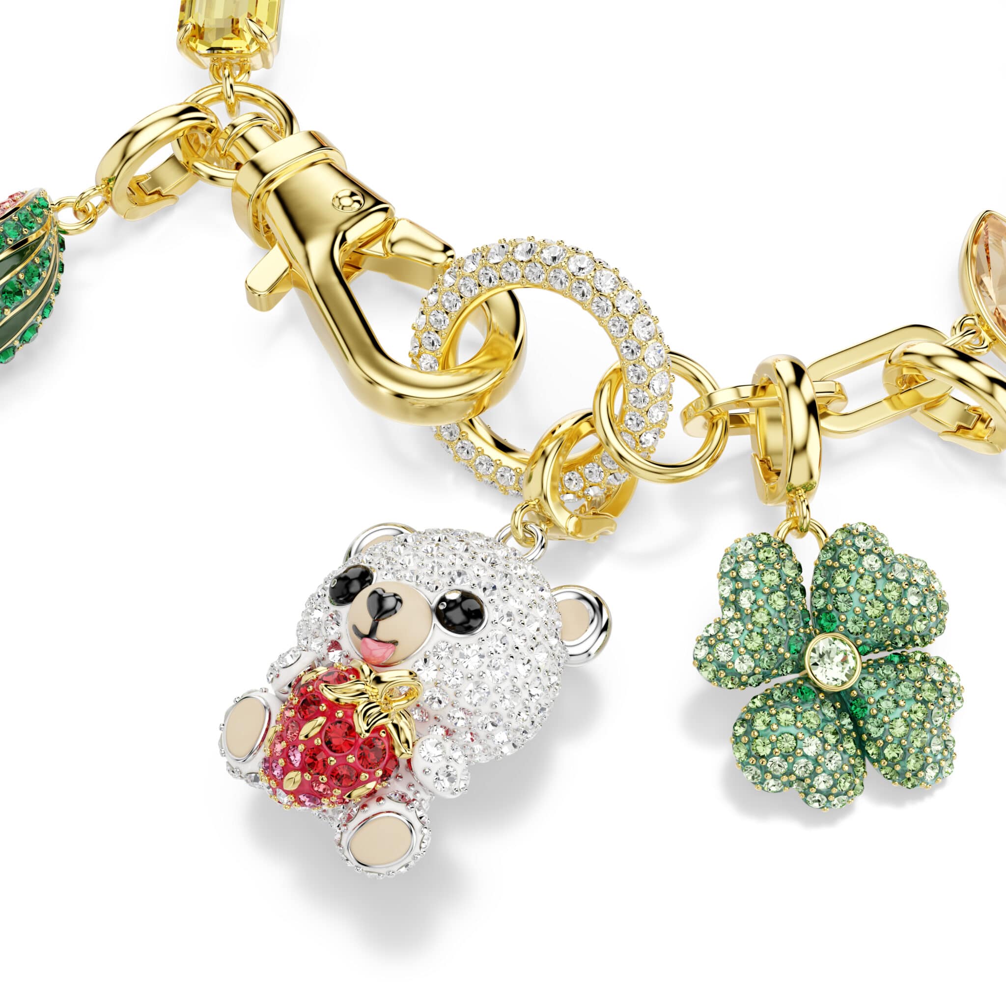 Swarovski Idyllia bracelet with mixed cuts and motifs, multicolored crystals, gold-tone plated design.