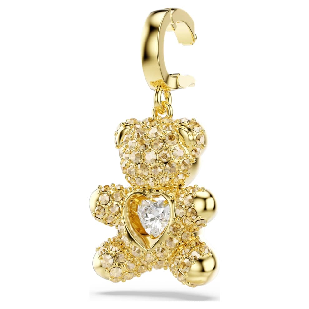 Swarovski Idyllia Teddy charm with mixed cuts in gold-tone plating, featuring detailed gold-tone plated design and sparkling accents.