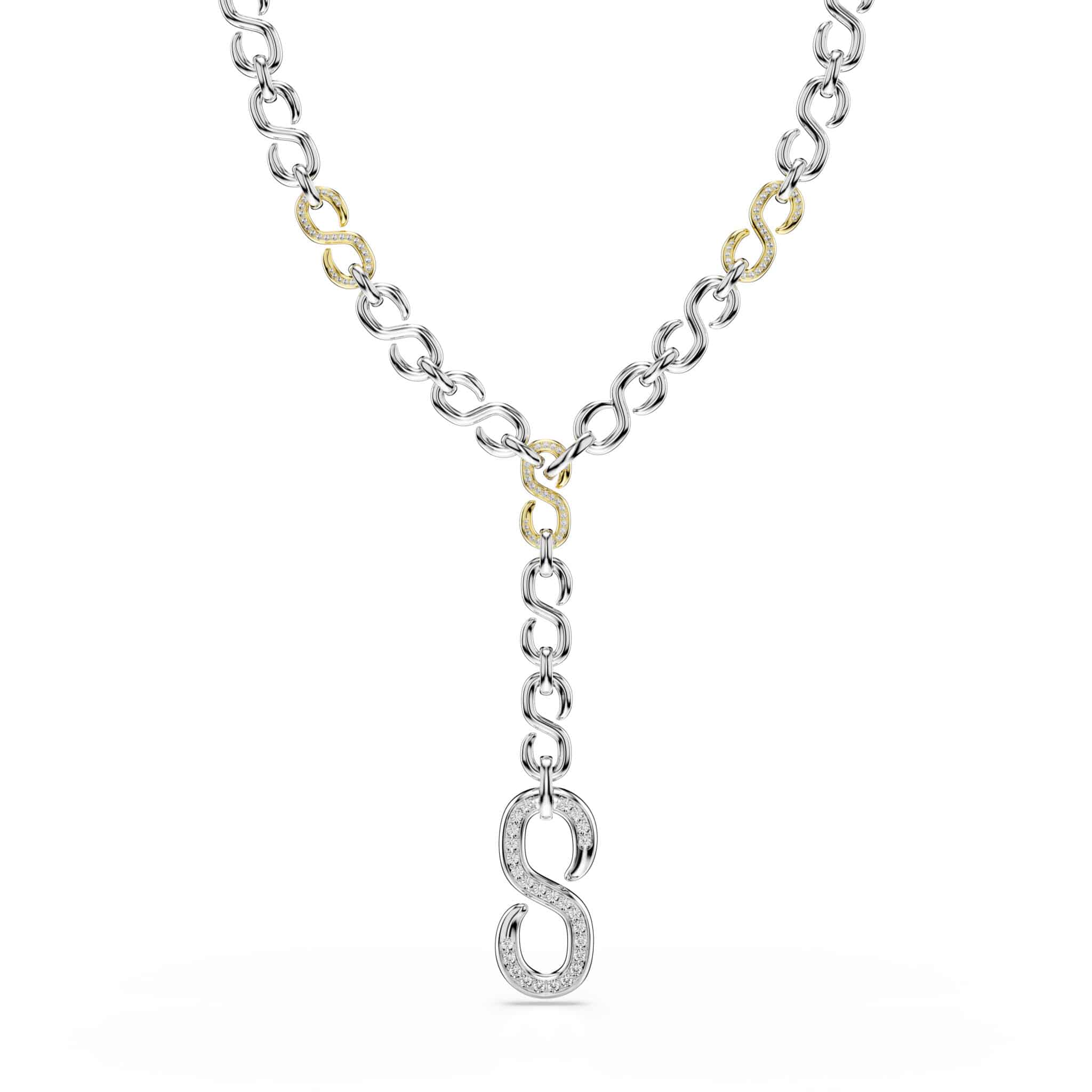 Swarovski Dextera strandage with round-cut white stones, mixed metal finish, featuring elegant jewelry design and craftsmanship.