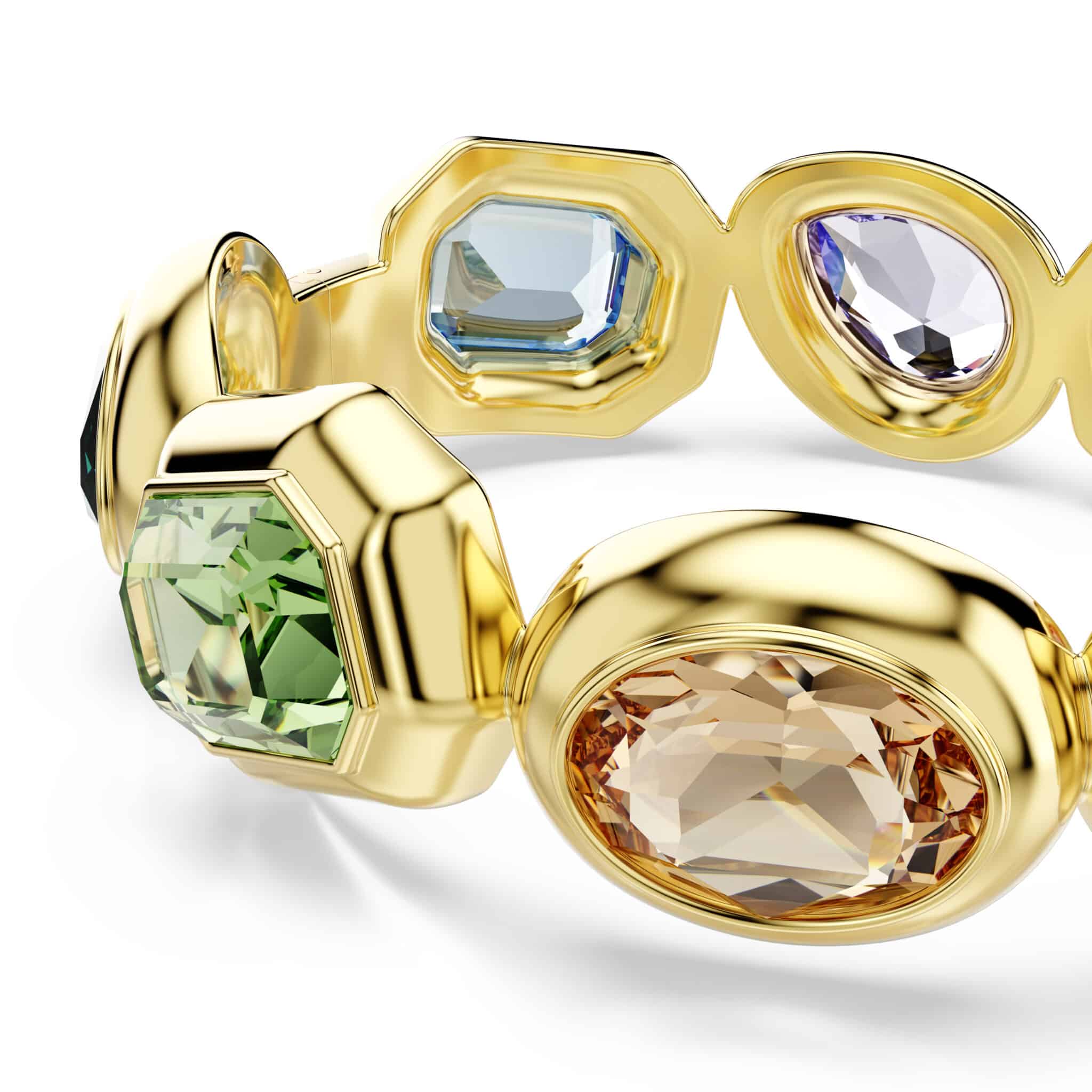 Swarovski Gema cuff bracelet with sparkling crystal detailing and silver-tone metal design.