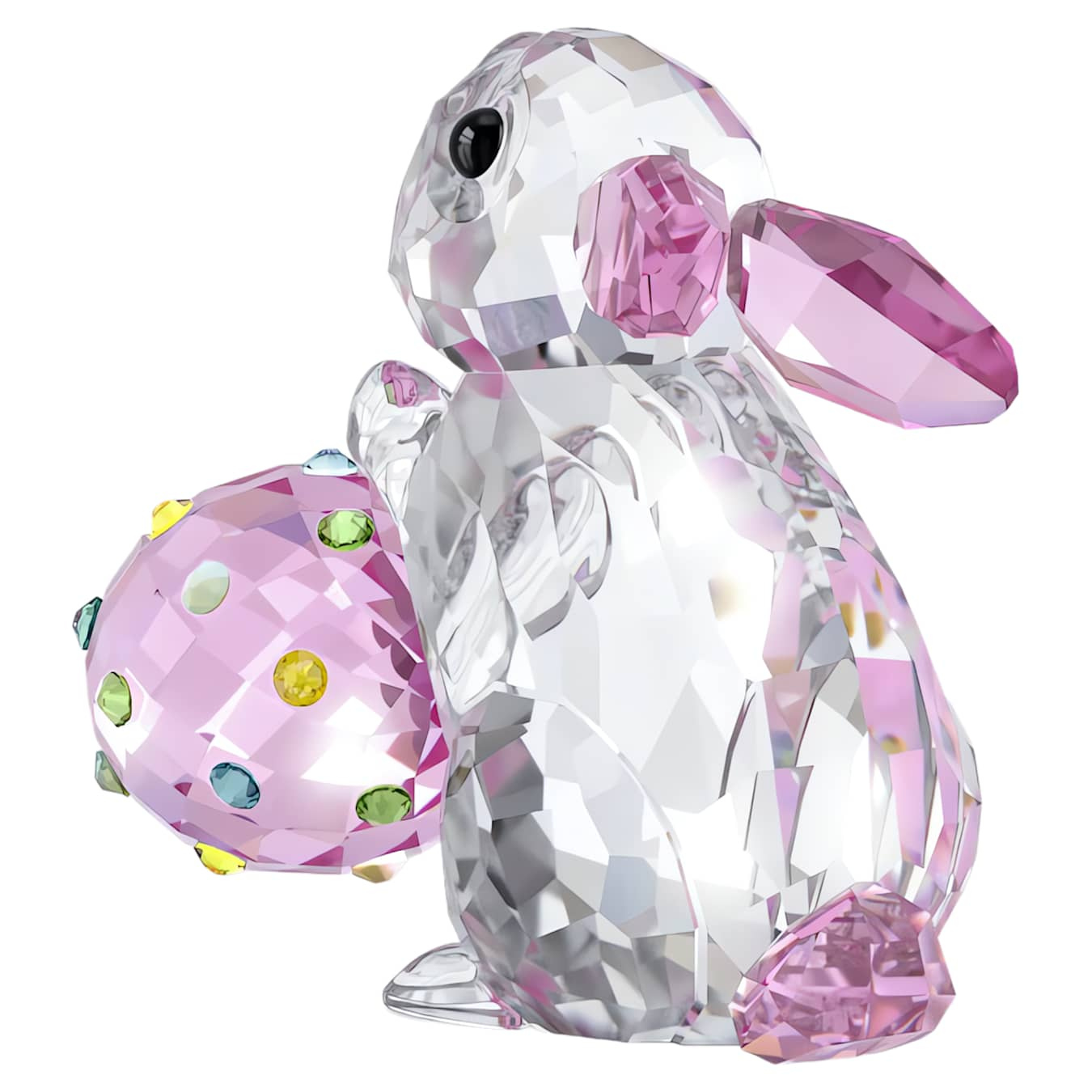 Swarovski Idyllia Rabbit and Egg figurine with clear crystal rabbit and pastel-colored egg, detailed and sparkling decorative piece