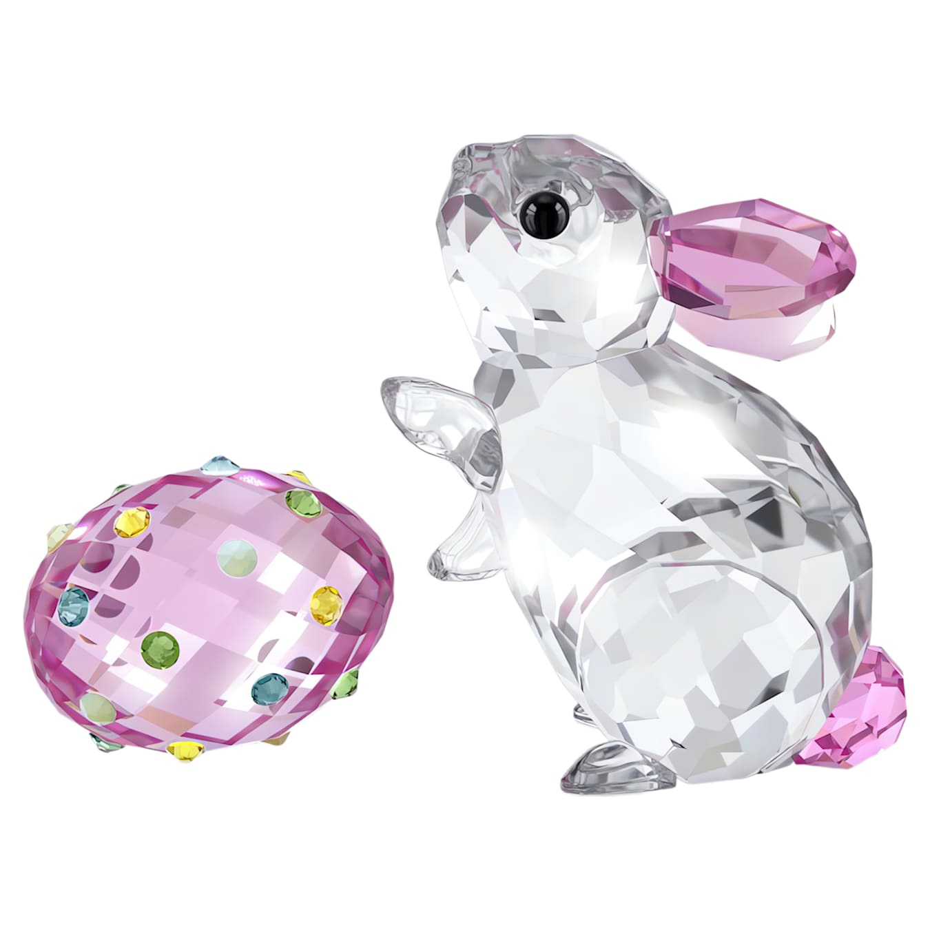 Swarovski Idyllia Rabbit and Egg figurine with sparkling crystal details on a white background