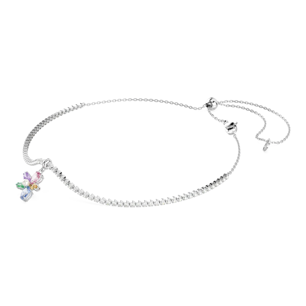 Swarovski Ariana Grande x choker featuring multicolored mixed-cut flowers and rhodium plating, jewelry accessory with floral design