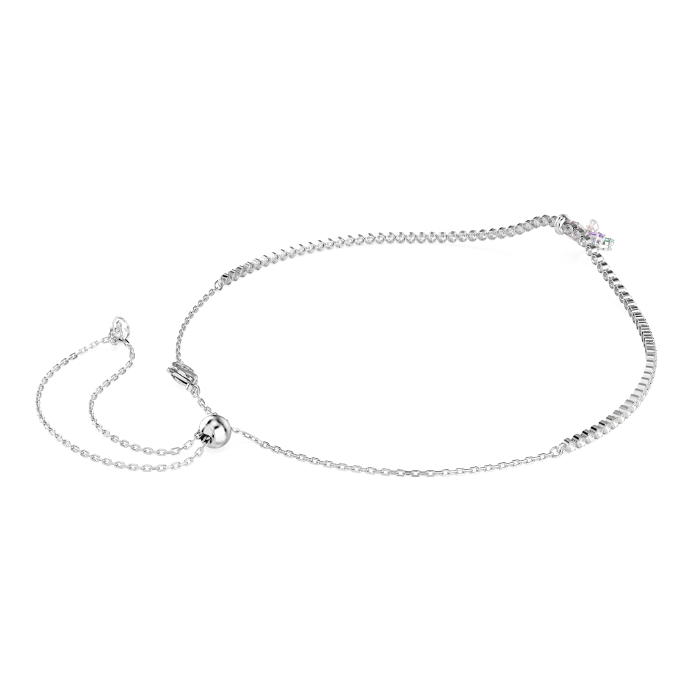 Swarovski Ariana Grande x choker necklace with multicolored flower-shaped mixed cut crystals on rhodium-plated chain