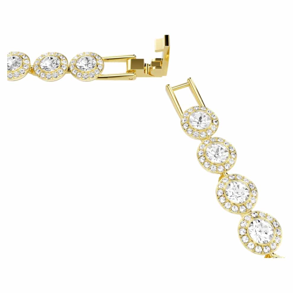 Swarovski Una Angelic jewelry set with three round-cut white crystals and gold-tone plated accents.