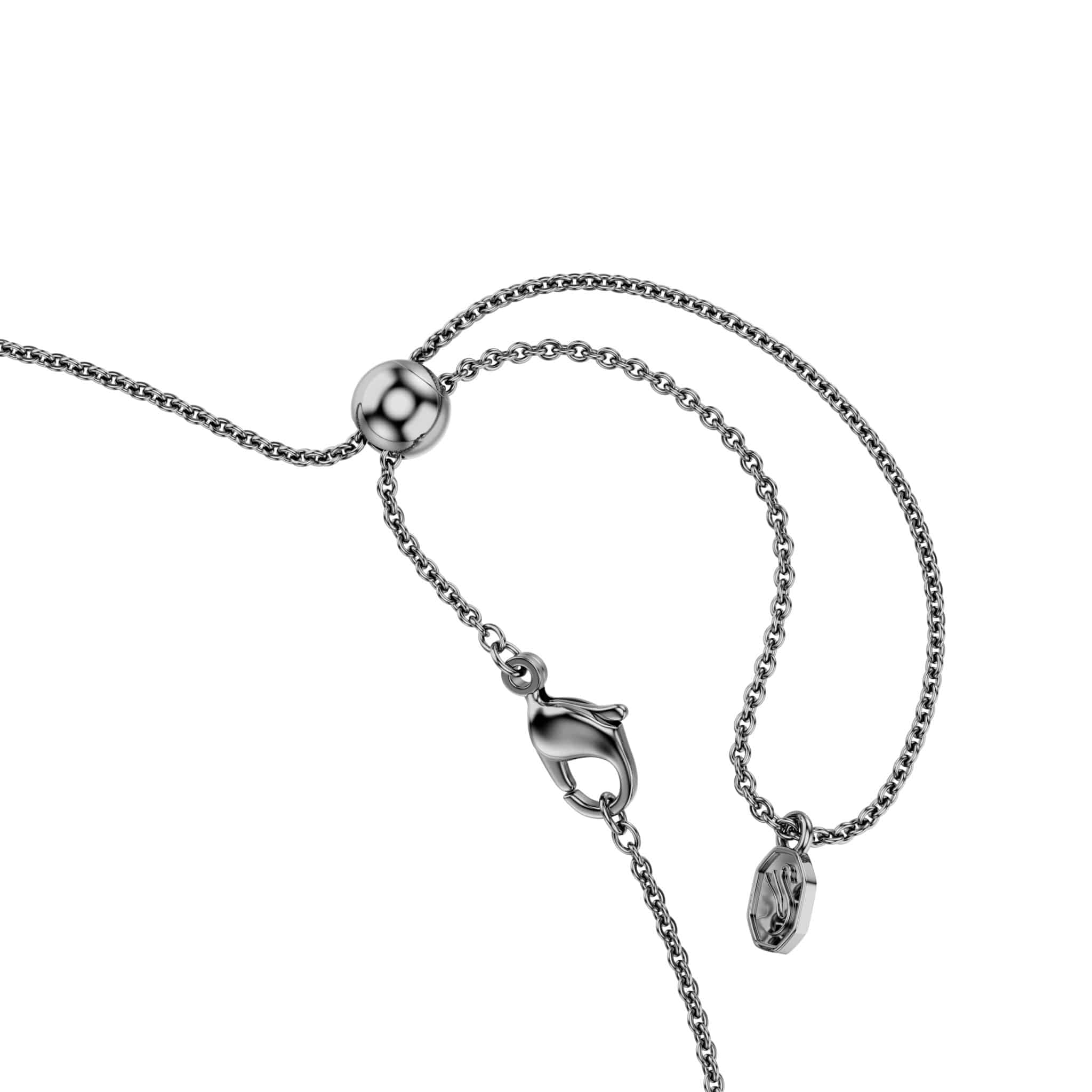 Swarovski Matrix Necklace featuring multicolored round-cut crystals in a gradient design, ruthenium plated for a sophisticated look.