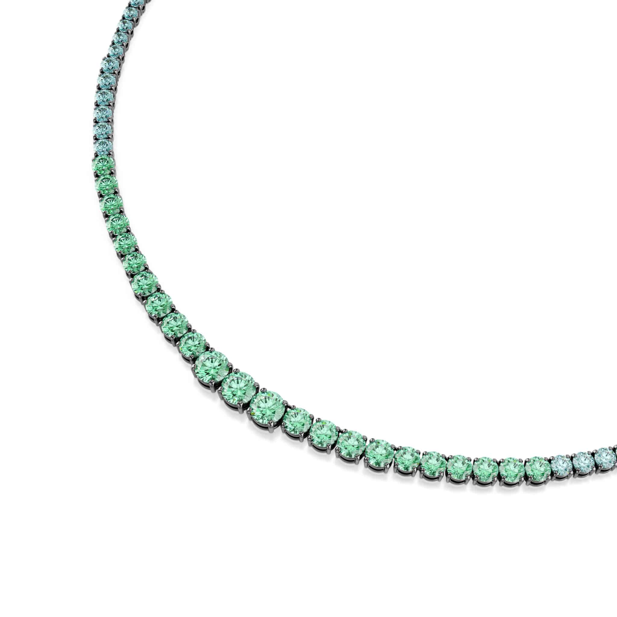 Swarovski Matrix Necklace with multicolored round-cut crystals, gradient design, ruthenium plating, elegant jewelry piece