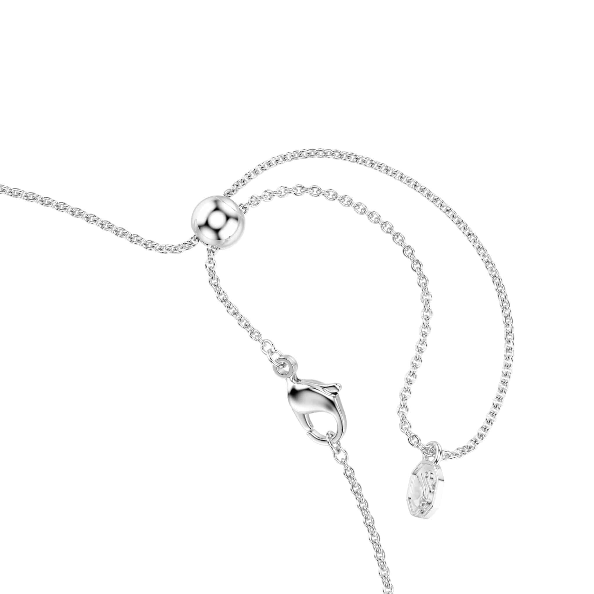 Swarovski Matrix Necklace with multicolored round-cut crystals in a gradient, rhodium-plated, elegant jewelry piece