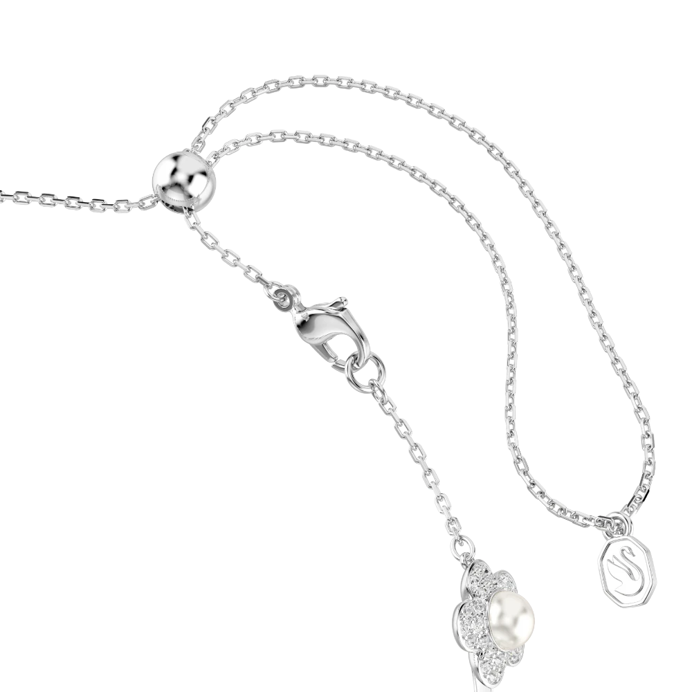 Swarovski Ariana Grande x Crystal Pearl choker with round cut white crystals, rhodium plated, from the Capital collection.