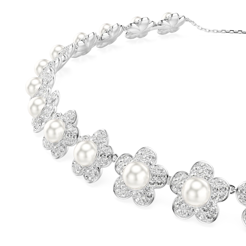 Swarovski Ariana Grande x Swarovski choker with crystal pearl, round cut white stones, rhodium plated, from Capital collection.