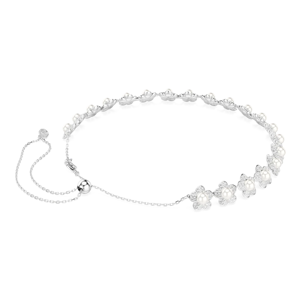 Swarovski Ariana Grande x Crystal Pearl choker with round cut white crystal, rhodium plated, from the Capital collection.