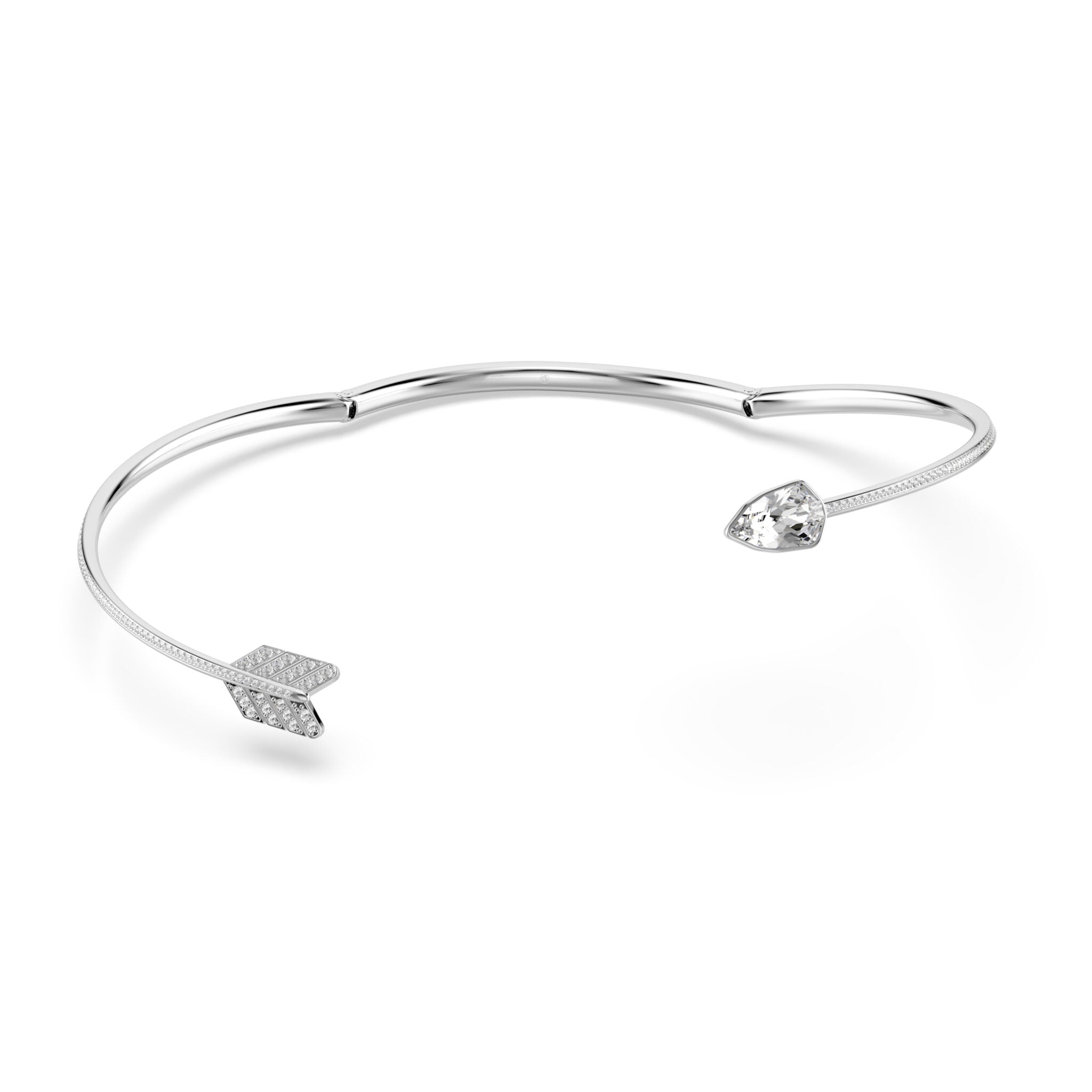 Swarovski Idyllia Choker with mixed cut white crystals, arrow design, rhodium-plated jewelry piece with elegant craftsmanship.