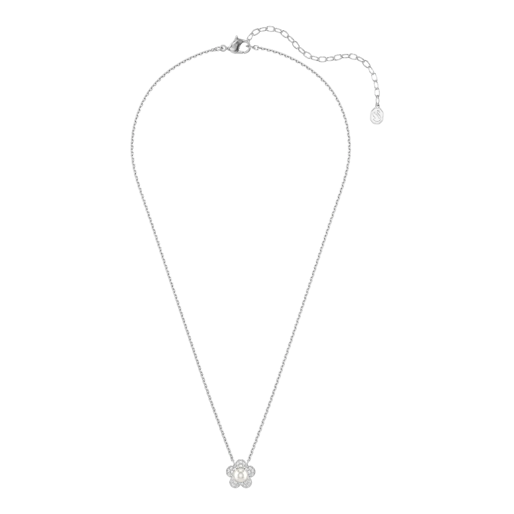 Swarovski 2026 Capsule Pendant Angelic Rhodium with shiny crystal and intricate design, displayed against a neutral background.