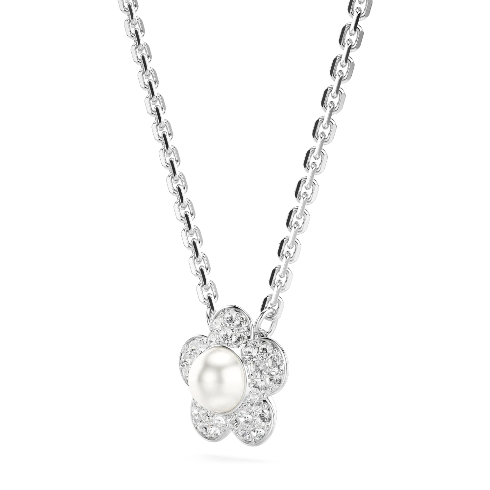 Swarovski 2026 Capsule Pendant Angelic Rhodium with shiny crystal accents hanging from a delicate chain