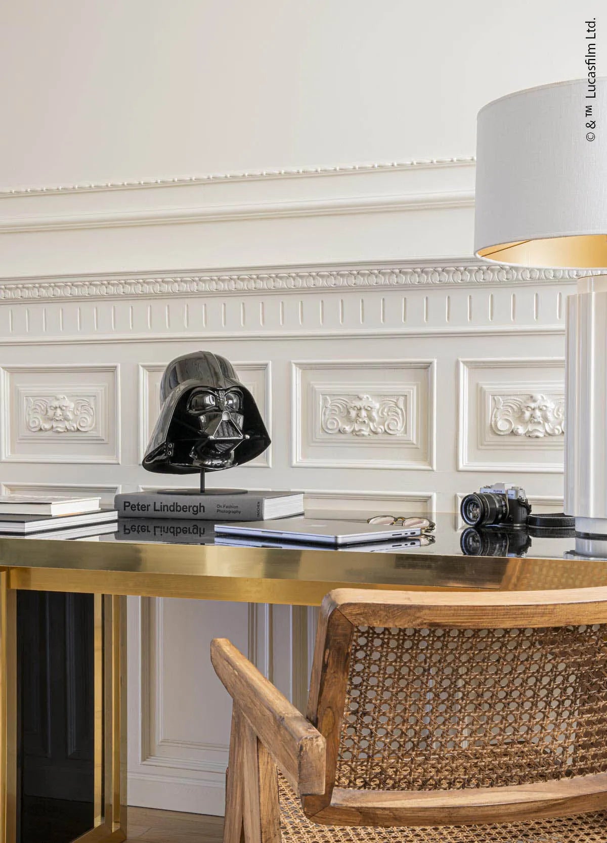 Lladro Darth Vader™ Helmet sculpture, limited edition collectible art piece with detailed craftsmanship and dark metallic finish.