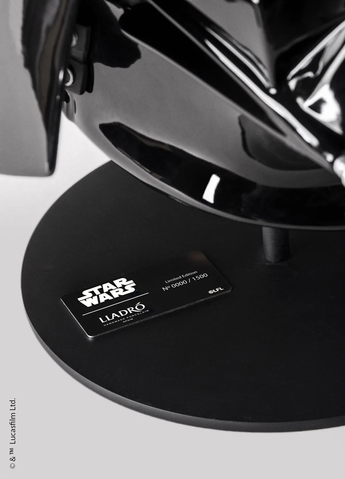 Lladro Darth Vader™ helmet sculpture, limited edition collectible art piece with detailed craftsmanship and sleek design.