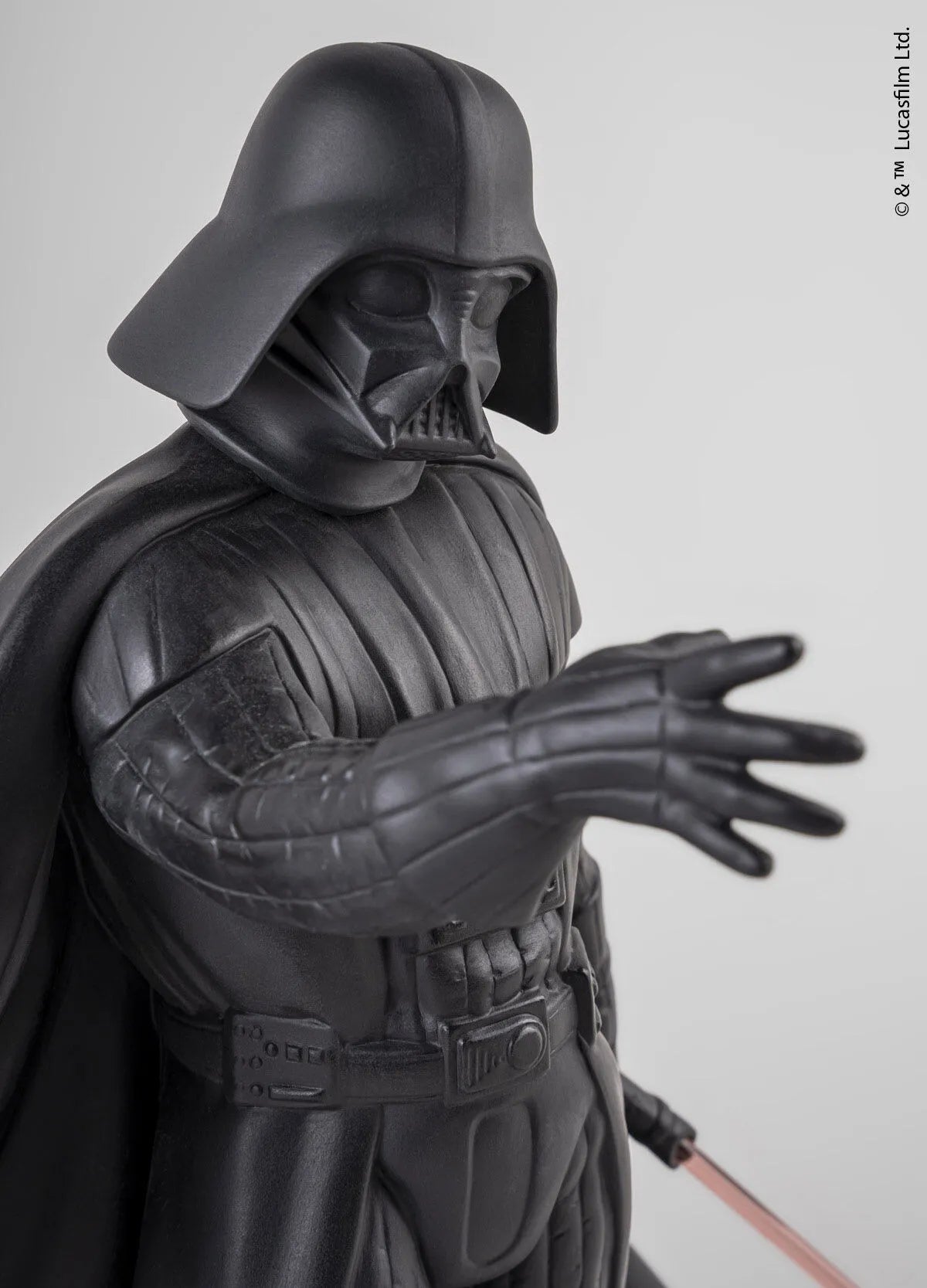 Lladro Darth Vader black sculpture featuring detailed ceramic figure of the Star Wars character with a sleek finish.