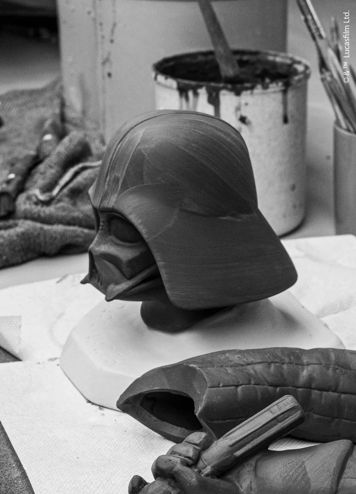 Lladro Darth Vader black sculpture, detailed ceramic figurine of the Star Wars character with intricate design and glossy finish.