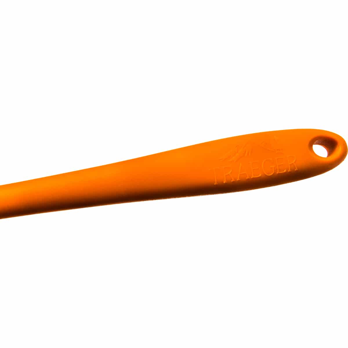 Traeger silicone basting brush with red handle and flexible silicone bristles for grilling and barbecue basting.