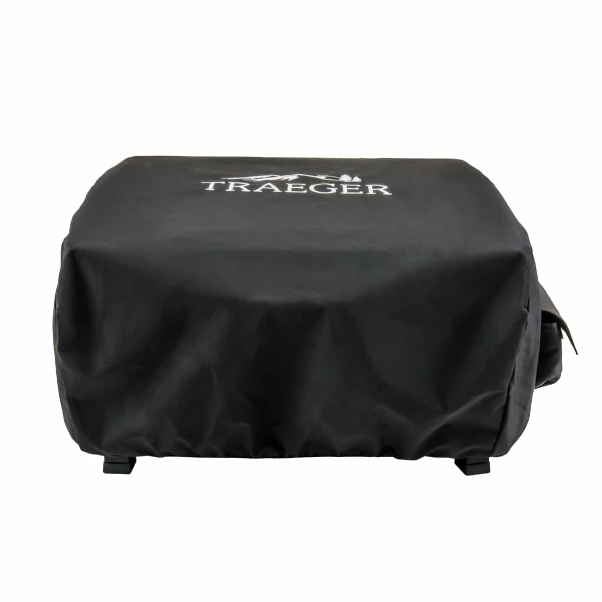 Traeger Ranger grill cover in black, made of durable material, designed to protect the Traeger outdoor grill from weather elements.