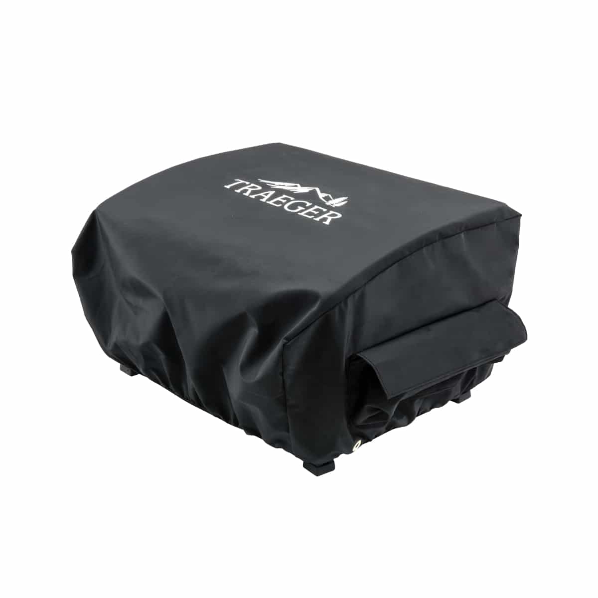 Traeger Ranger Grill Cover in black, made of durable material, fits snugly over the Traeger portable grill for protection.