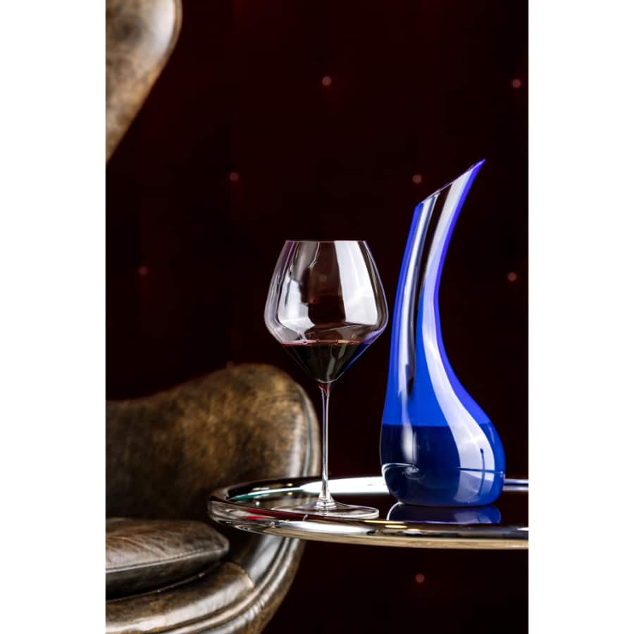 Riedel Cornetto Convetti Blue decanter with a sleek, modern design, perfect for wine or spirits display.