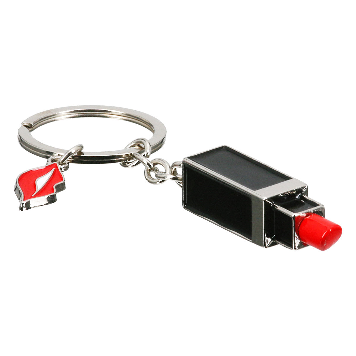 Gilde Key Ring Lipstick with Mouth L design, compact jewelry accessory featuring a lipstick-shaped charm and key ring attachment.
