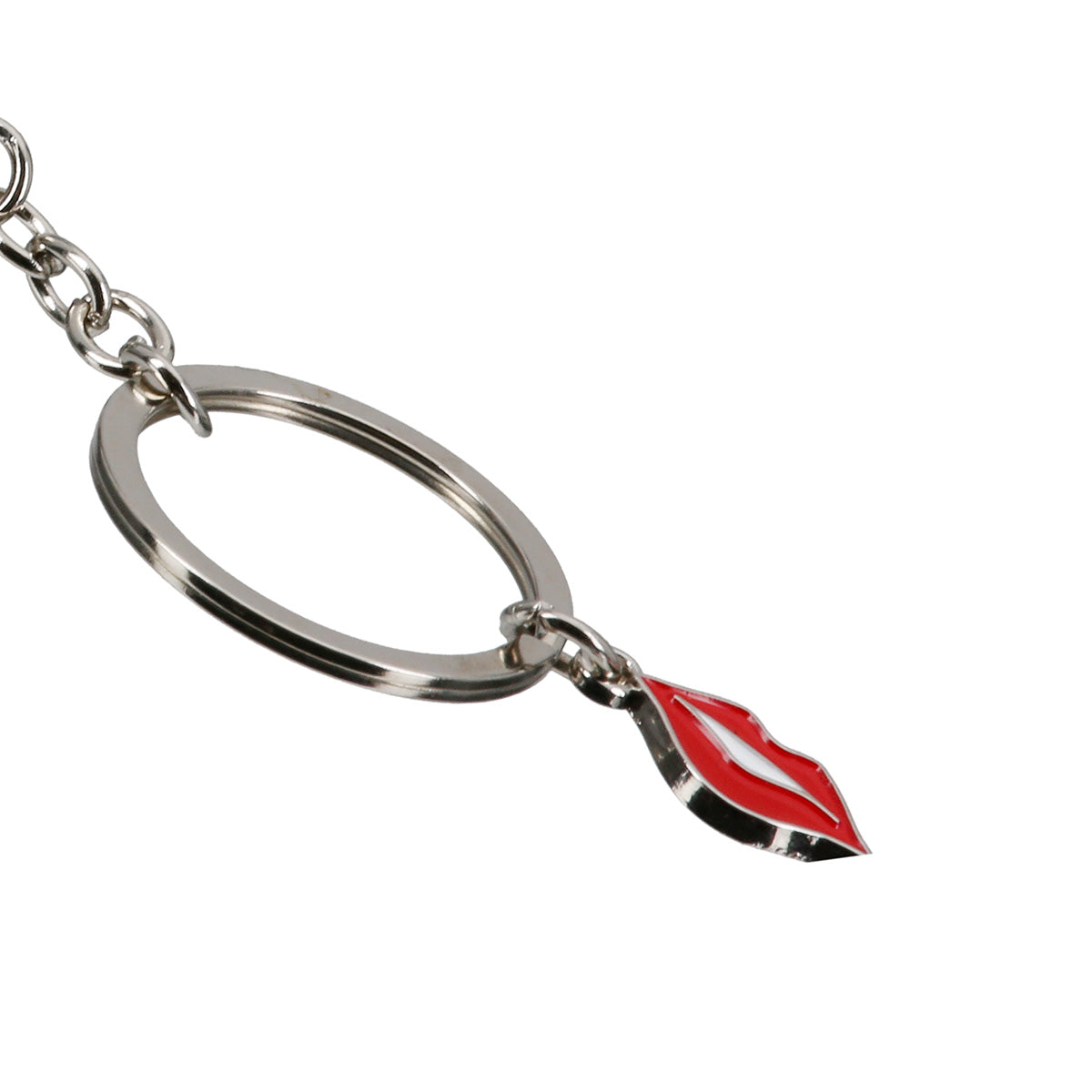 Gilde Key Ring Lipstick with Mouth design, small accessory with a decorative lipstick and mouth motif on a metal key ring.