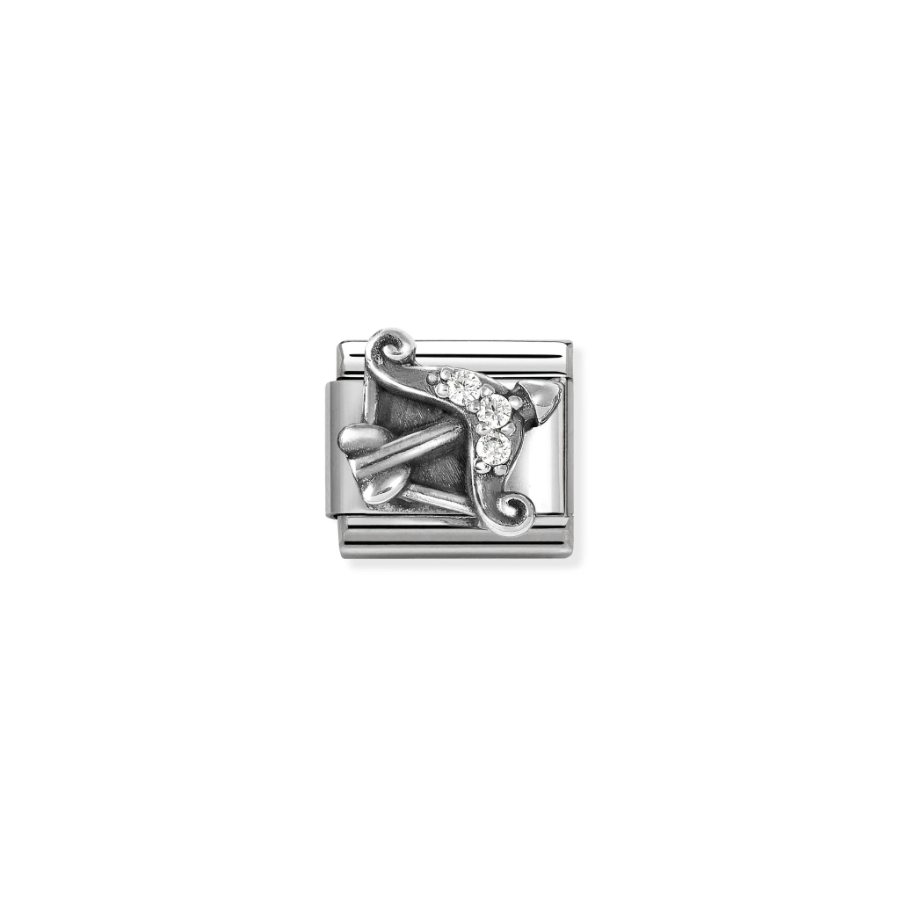 Silver Sagittarius zodiac charm by Nomination, featuring detailed constellation design on a sleek silver pendant.