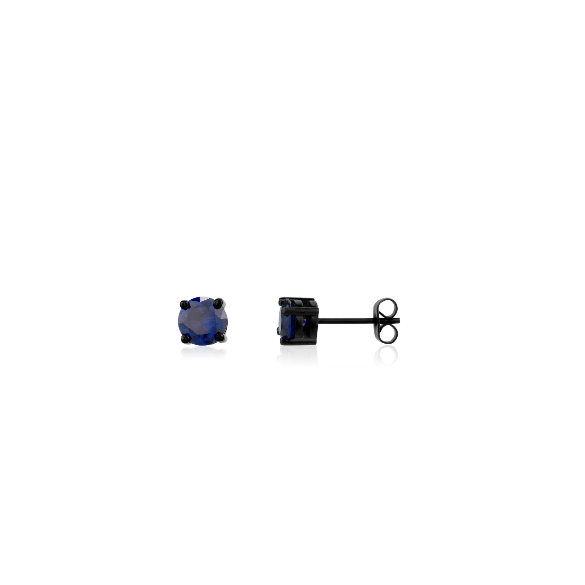 ARZ Steel blue cubic zirconia 7mm stud earrings with black steel setting, styled for elegant everyday wear