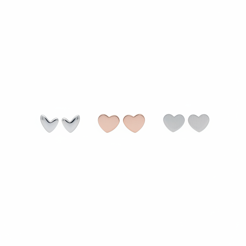 Set of three Misu 925 sterling silver heart-shaped earrings featuring the Hearts Alive design, displayed on a white background.