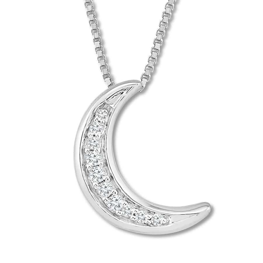Misu 925 sterling silver necklace featuring a moon pendant, showcasing a sleek, polished design on a delicate chain.