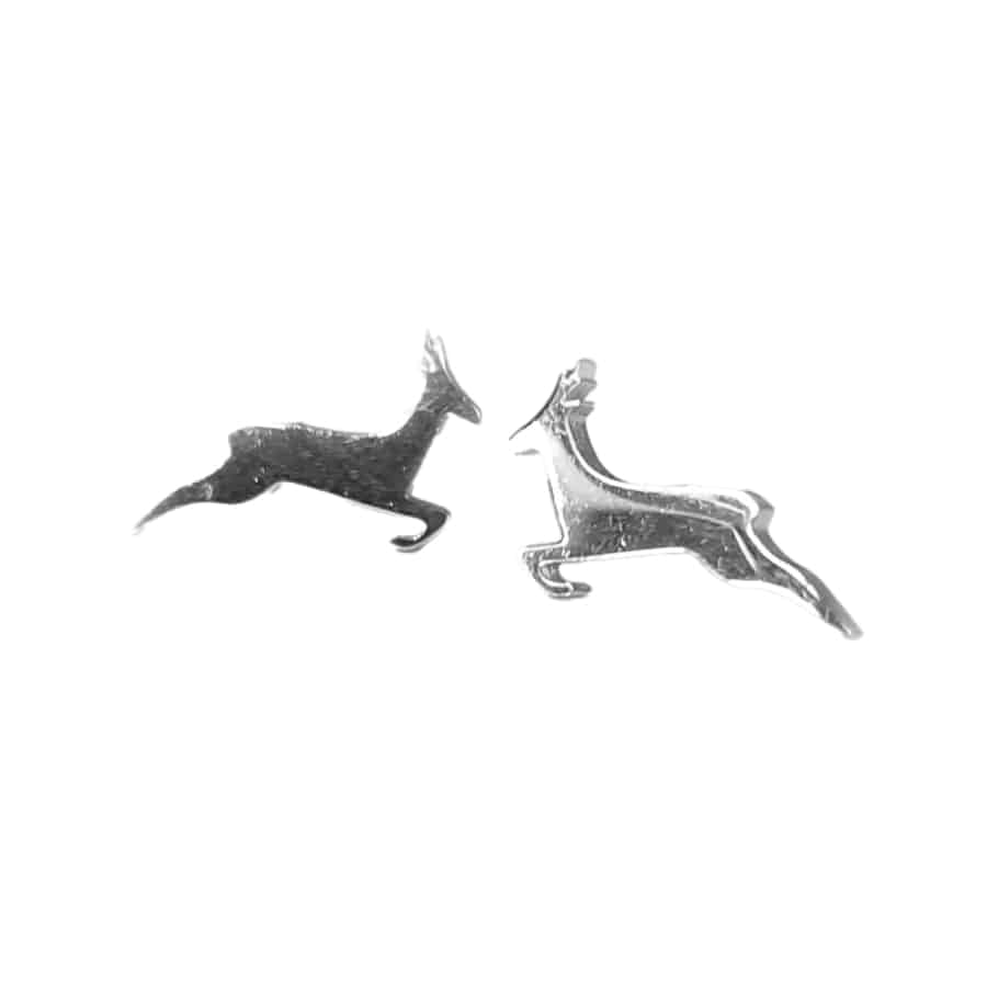 Misu 925 sterling silver earrings featuring a graceful springbok design for elegant jewelry style.